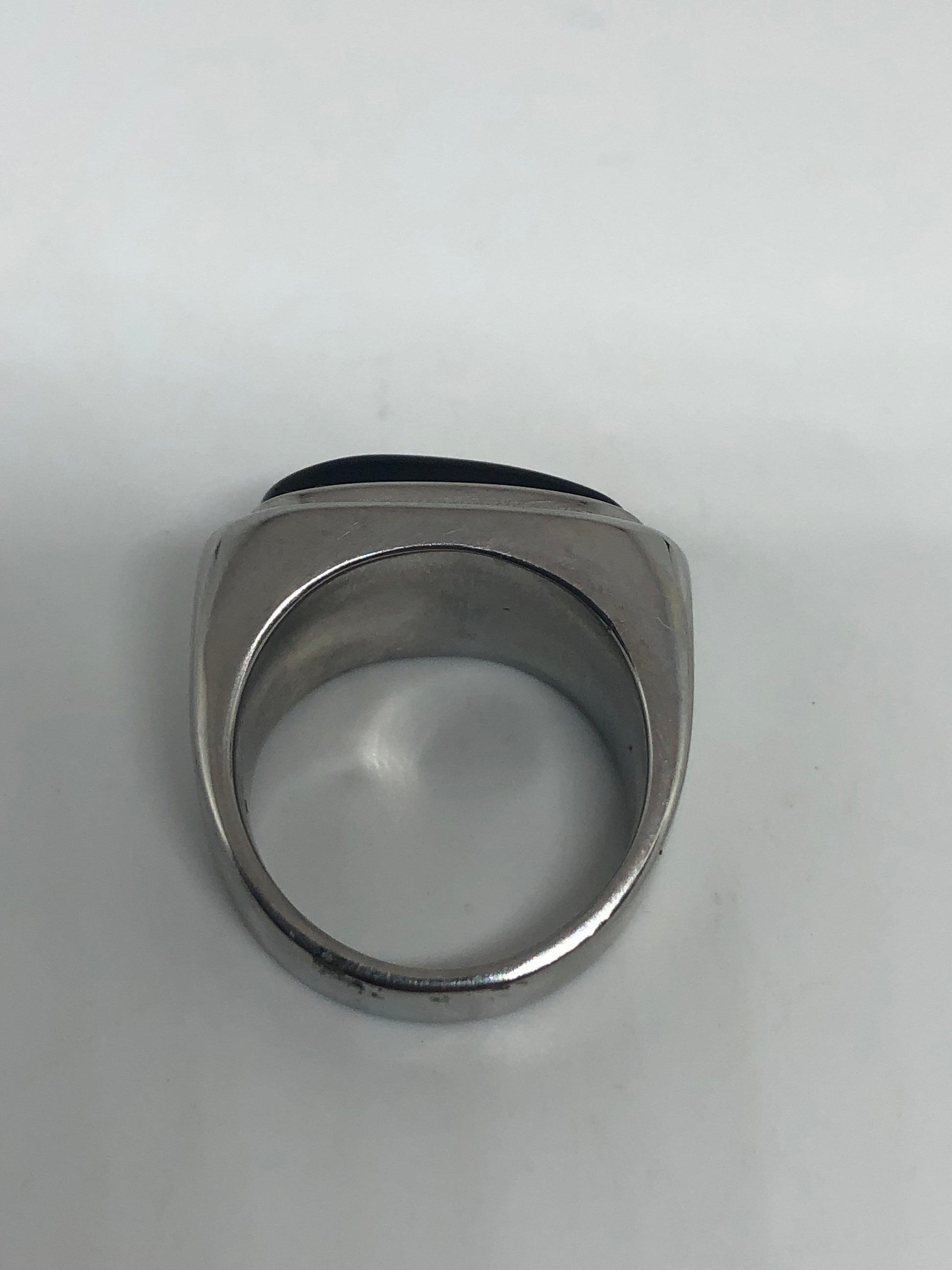 Vintage Black Onyx Stainless Steel Men's Ring