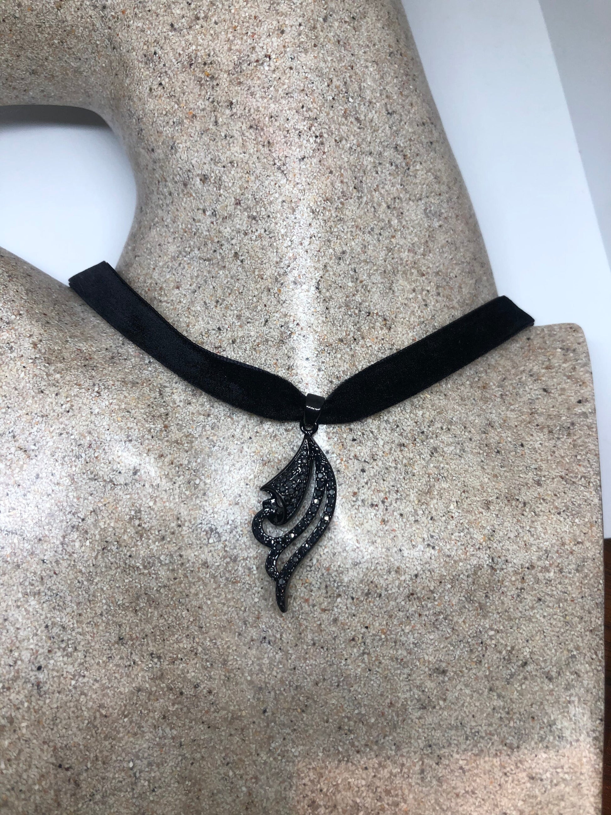 Vintage Black jet Austrian Crystal Choker Necklace
