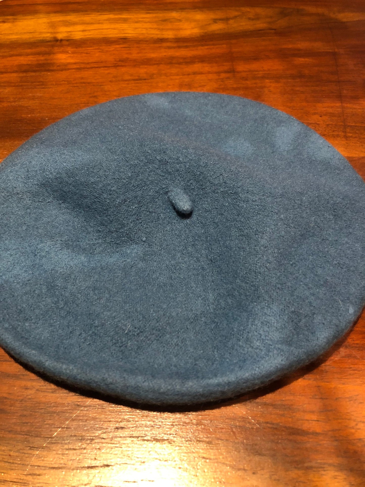 Vintage Teal Blue Wool Felt 11 in Beret Hat