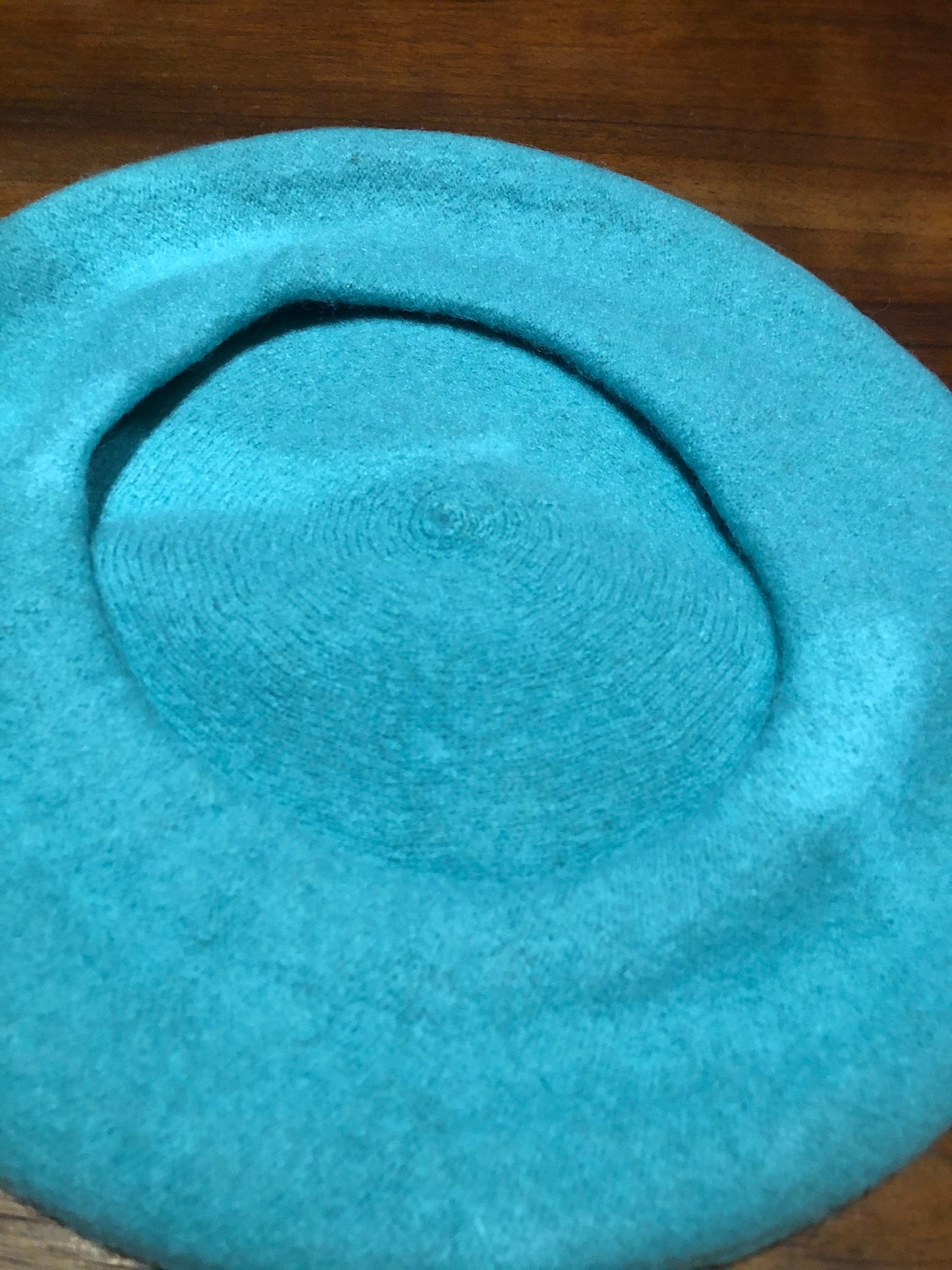 Vintage Turquoise Blue Wool Felt 11 in Beret Hat