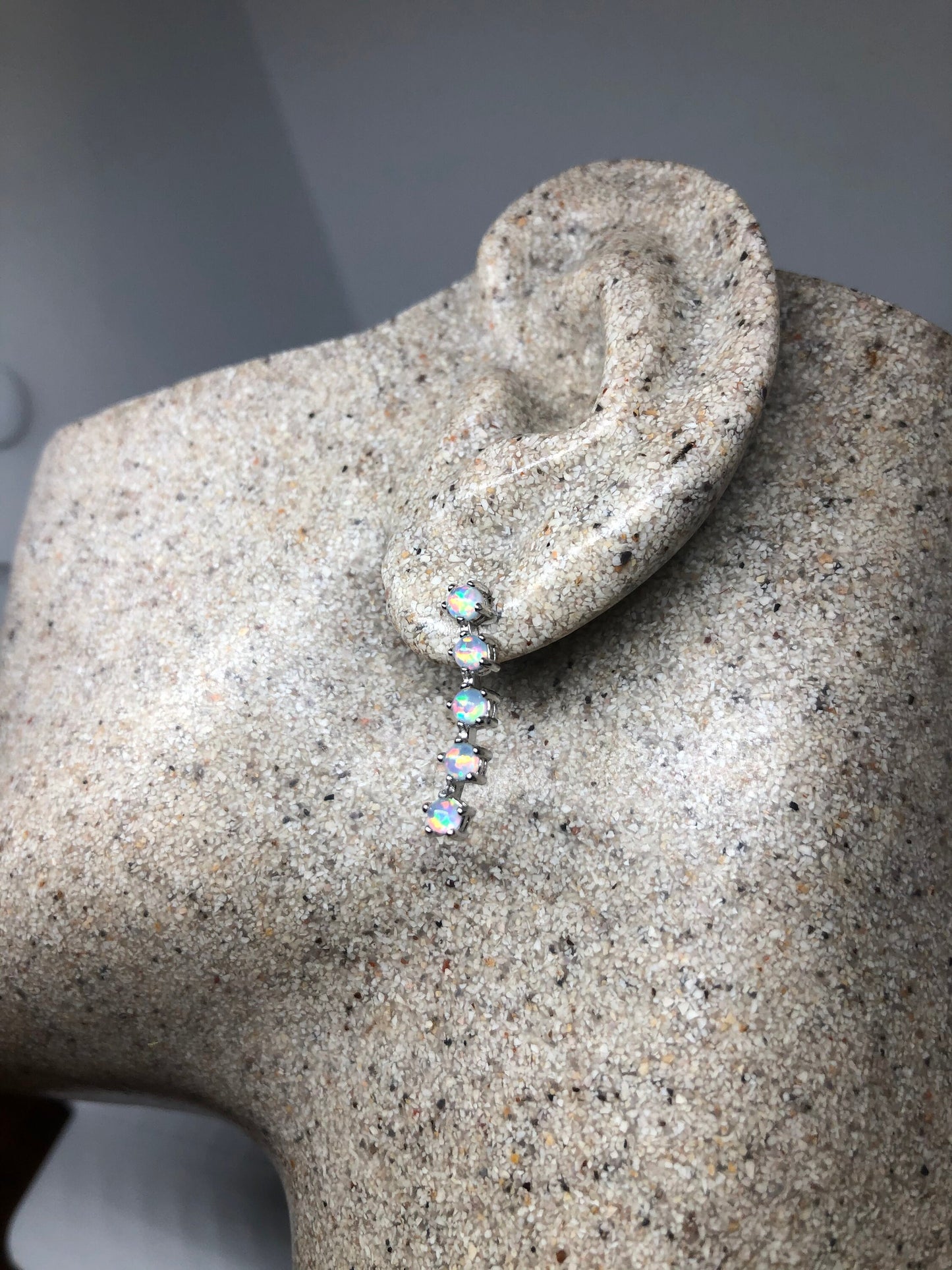 Vintage White Opal Earrings Cross 925 Sterling Silver Dangle