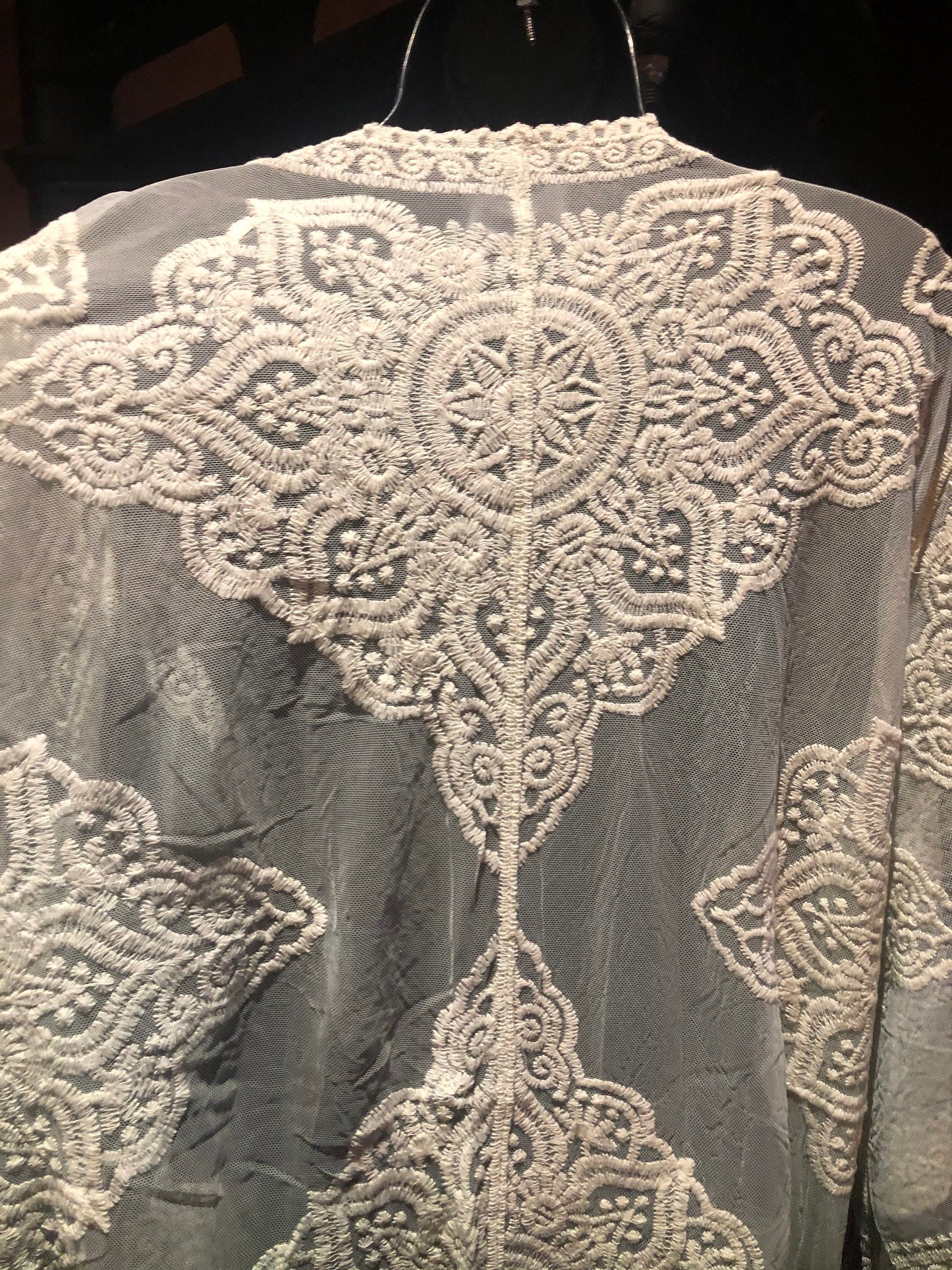 Lace Kimono Jacket Vintage Style Green Tie Dye Embroidered wrap