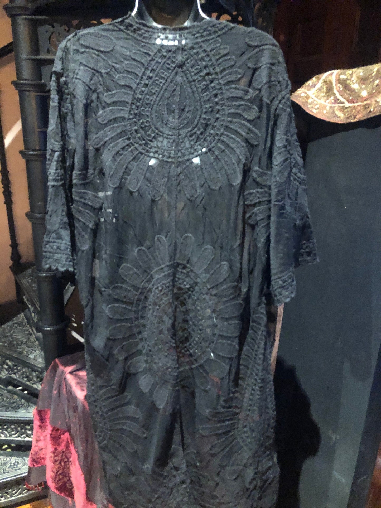 Lace Kimono Jacket Vintage Style Black Embroidered wrap