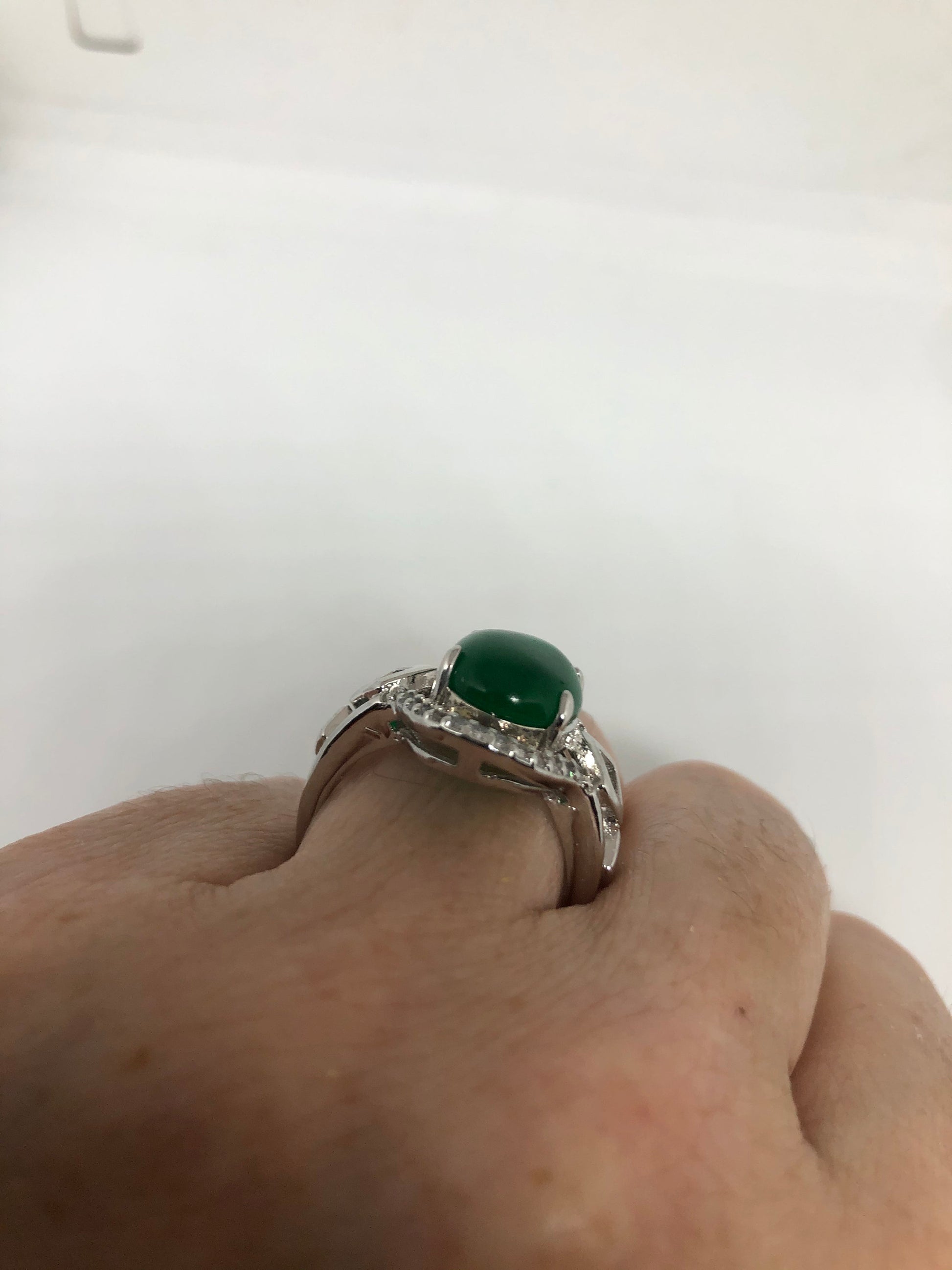 Vintage Lucky Green Nephrite Jade Ring