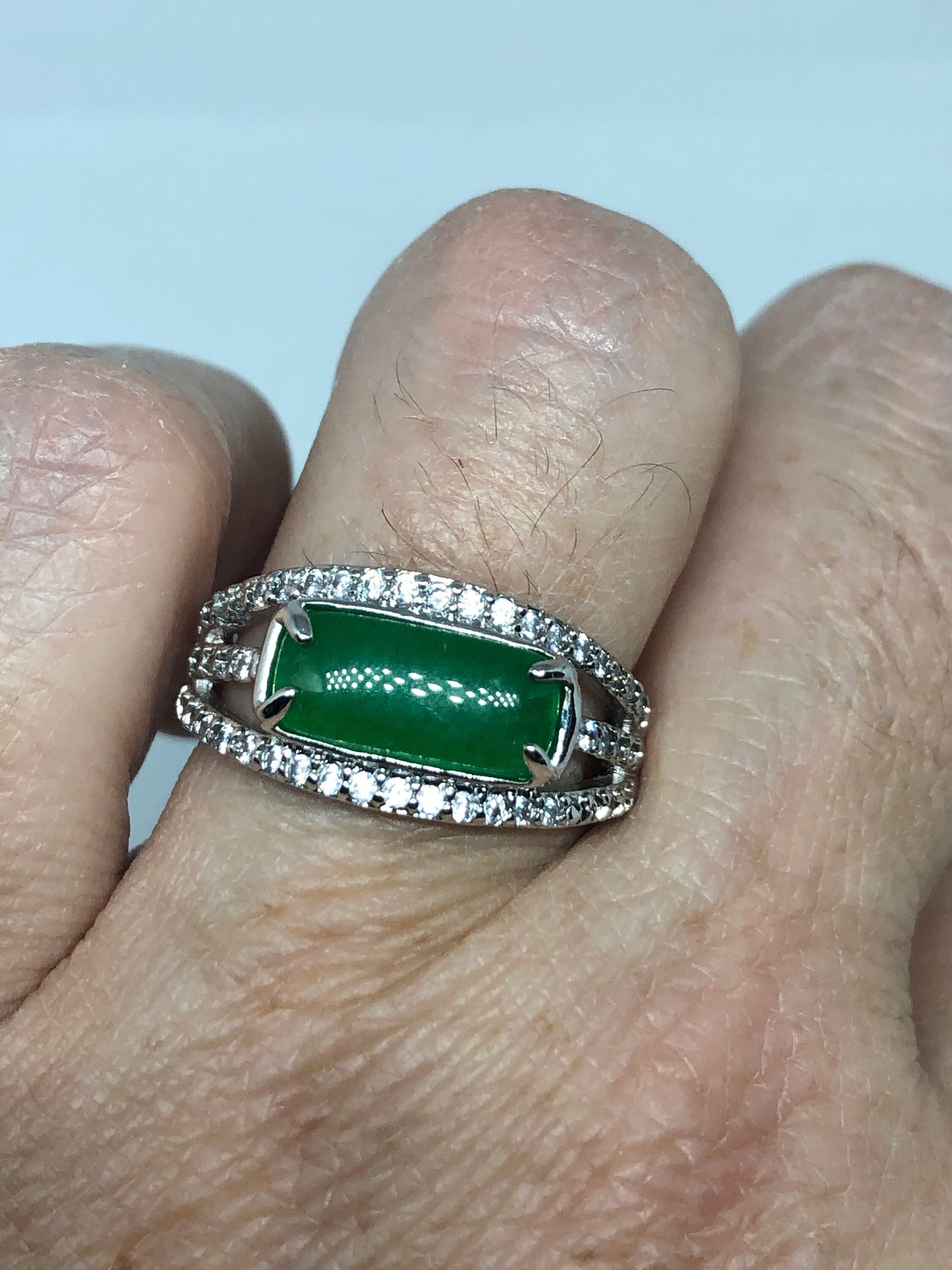 Vintage Lucky Green Nephrite Jade Ring