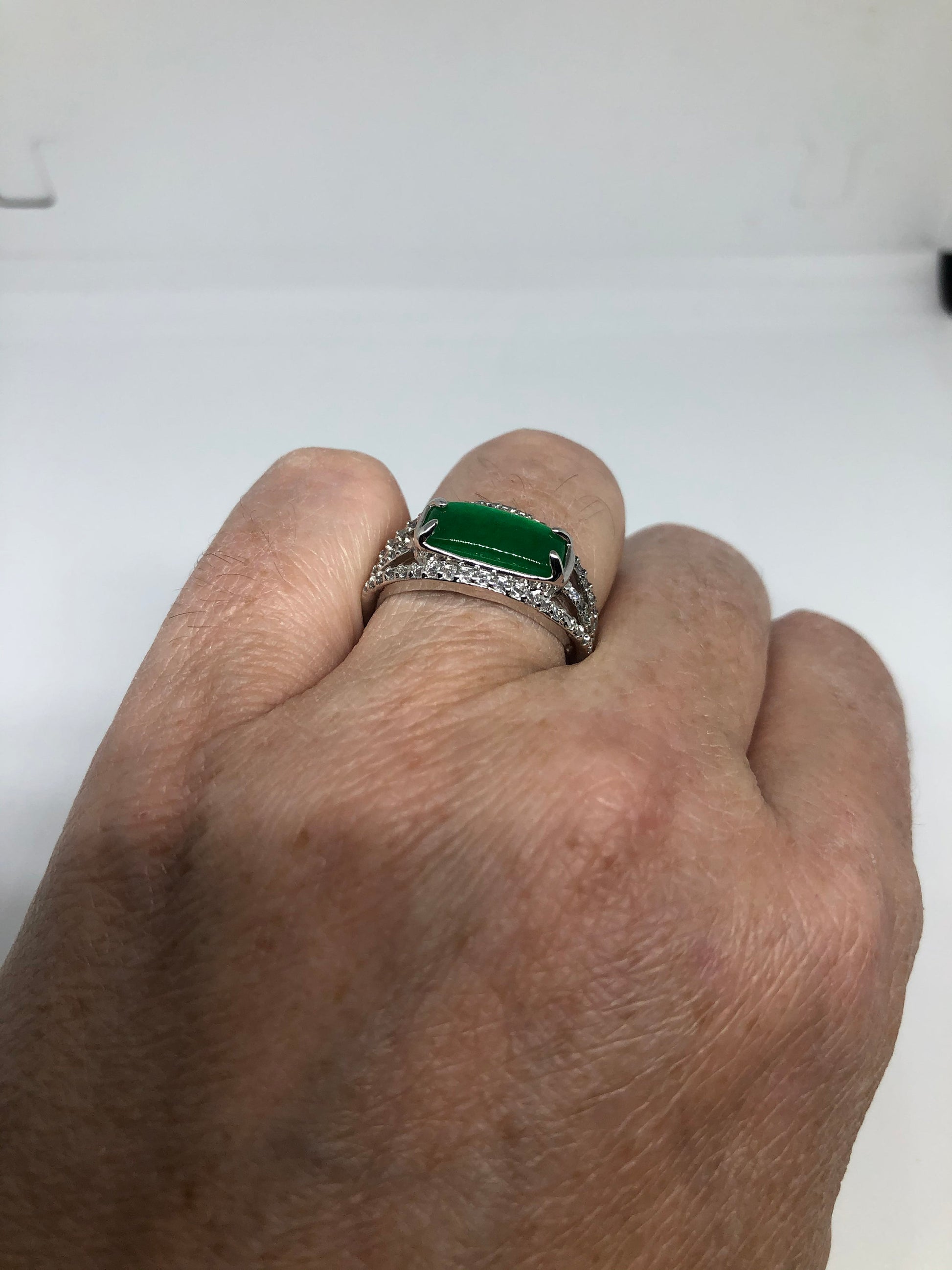 Vintage Lucky Green Nephrite Jade Ring