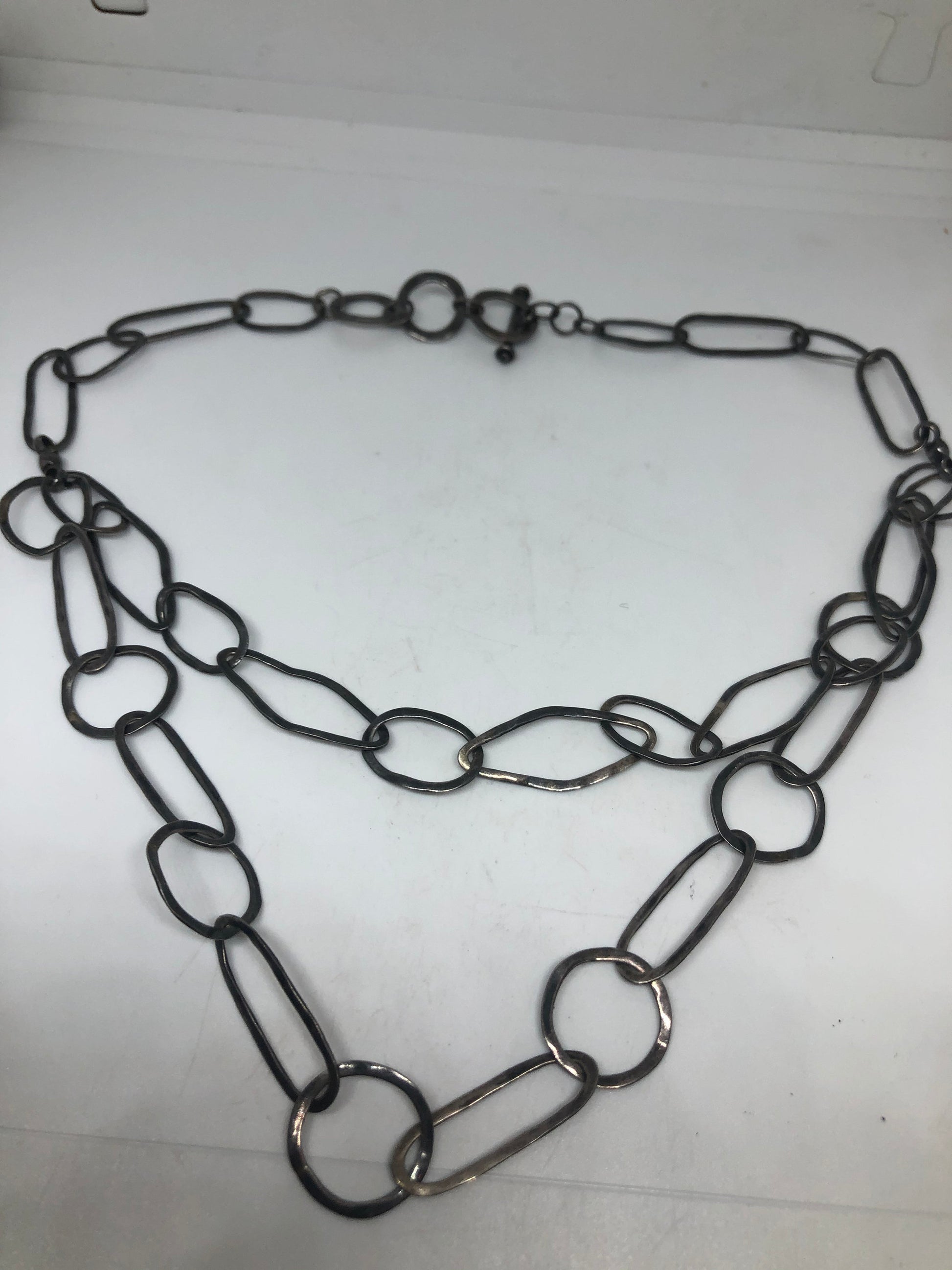 Vintage Black Chain 18 Inch 925 Sterling Silver Necklace