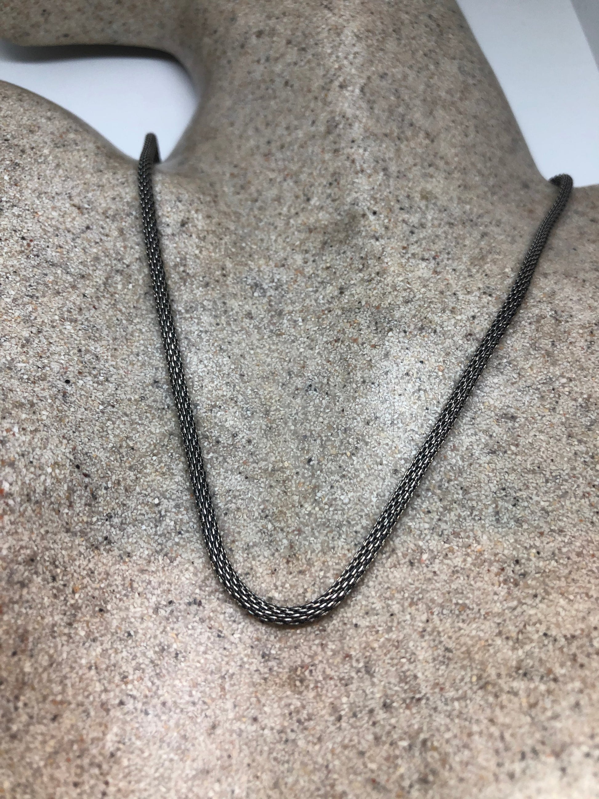 Vintage Black chain 18 inch 925 Sterling Silver necklace