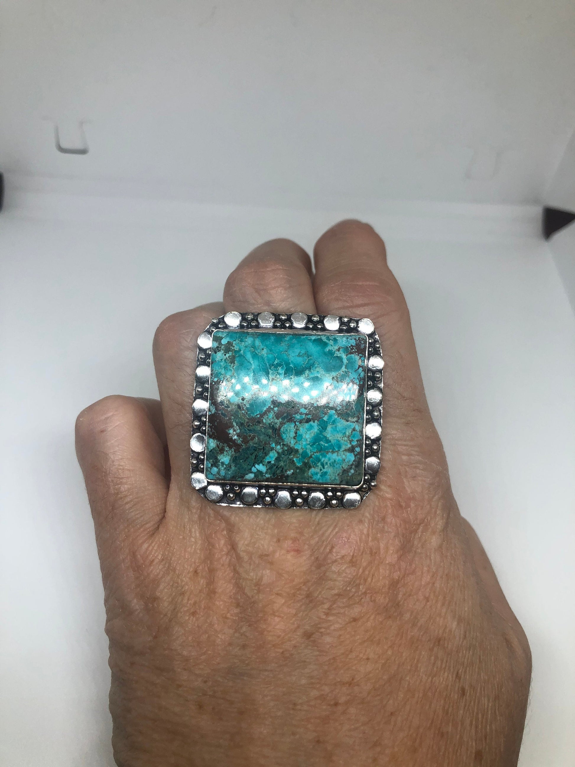 Vintage Blue Genuine Tibetan Turquoise Ring Size 10