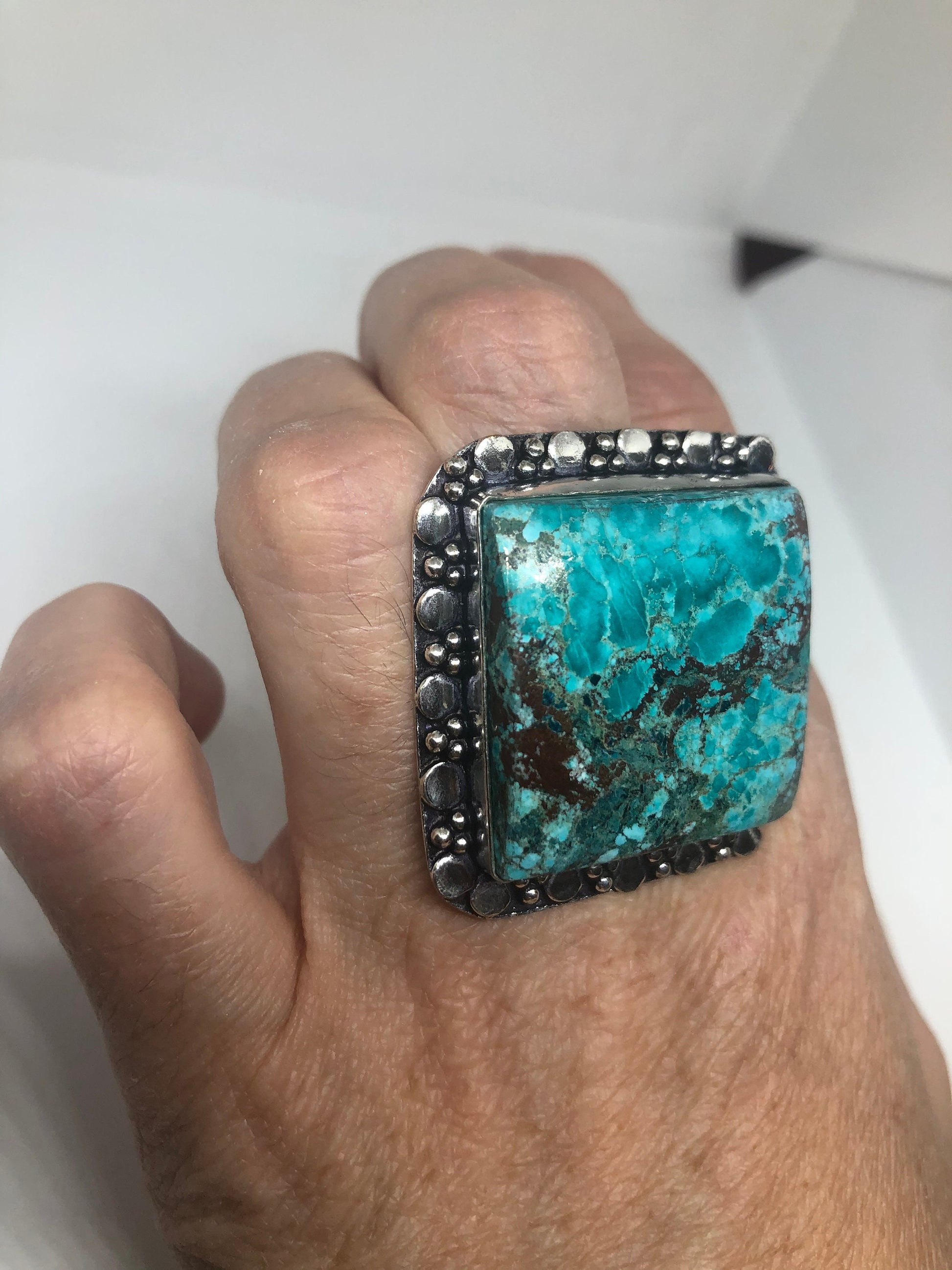 Vintage Blue Genuine Tibetan Turquoise Ring Size 10