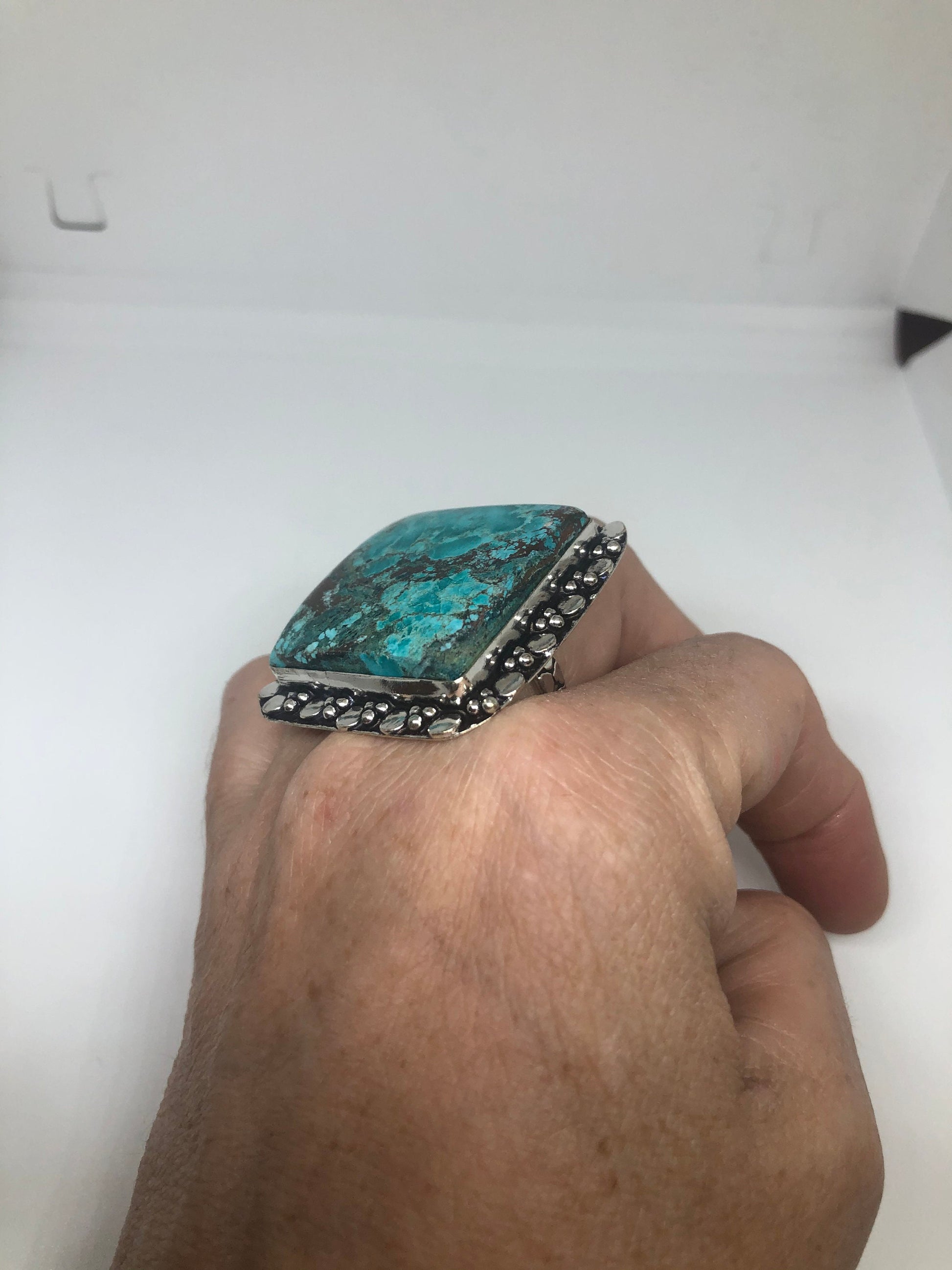 Vintage Blue Genuine Tibetan Turquoise Ring Size 10