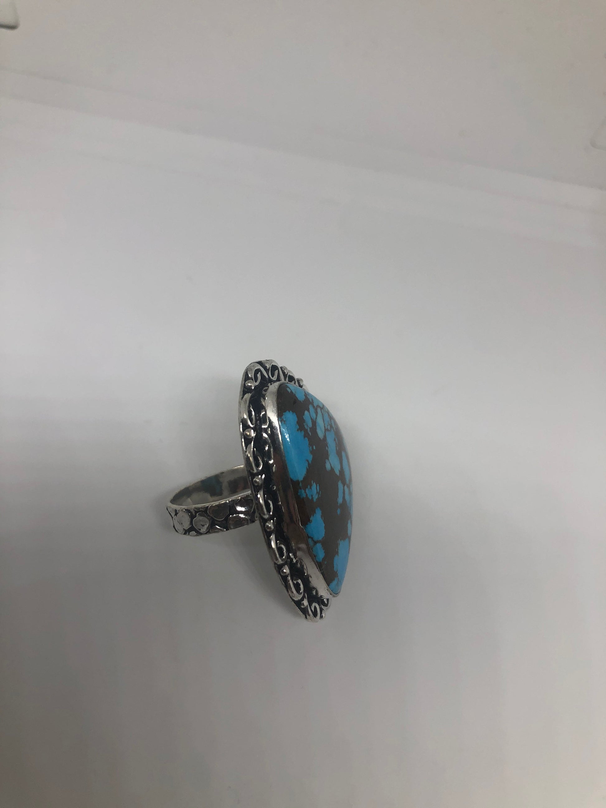 Vintage Blue Genuine Tibetan Turquoise Ring Size 10