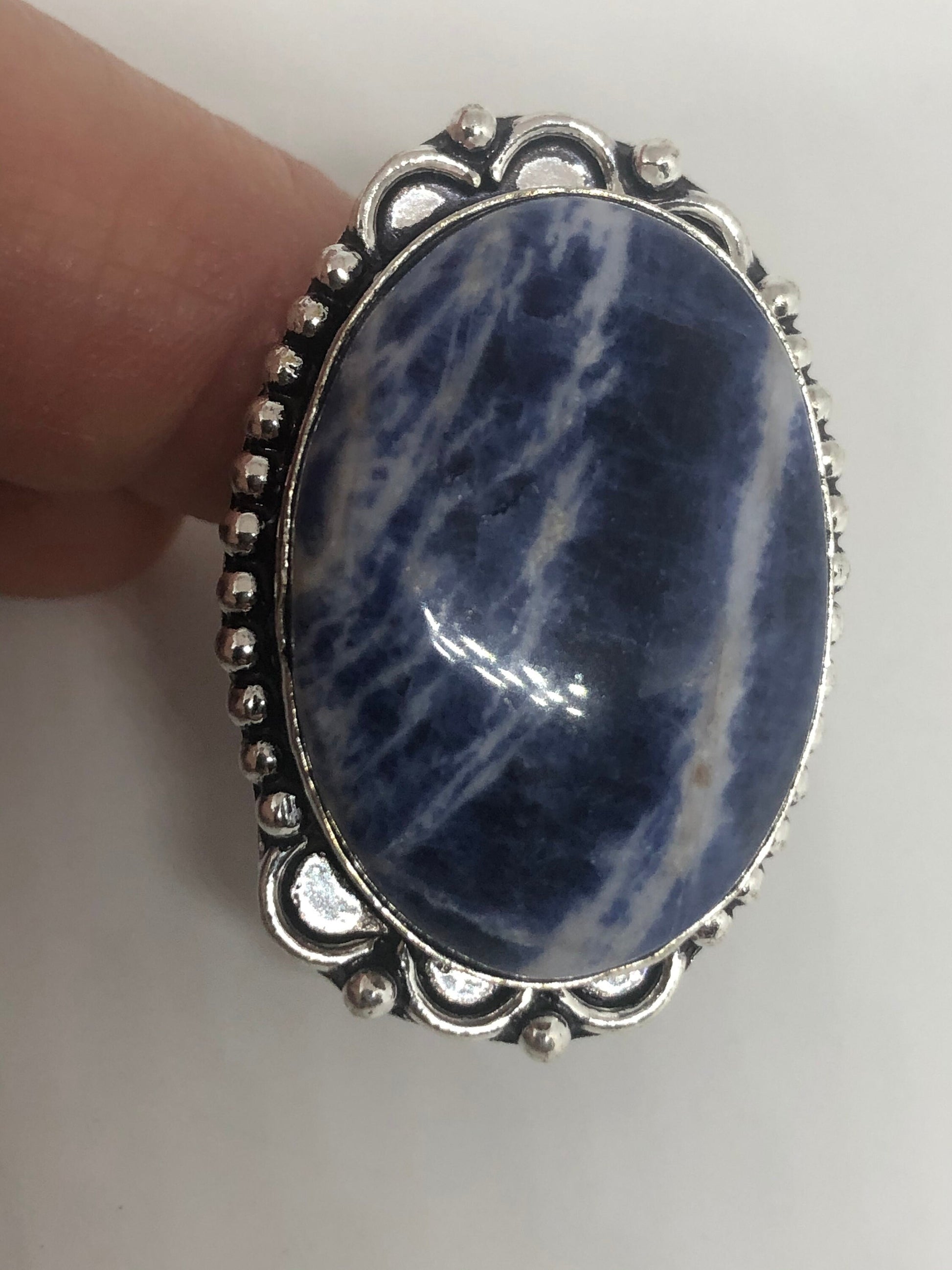 Vintage Blue Genuine Lapis Lazuli Ring Size 8