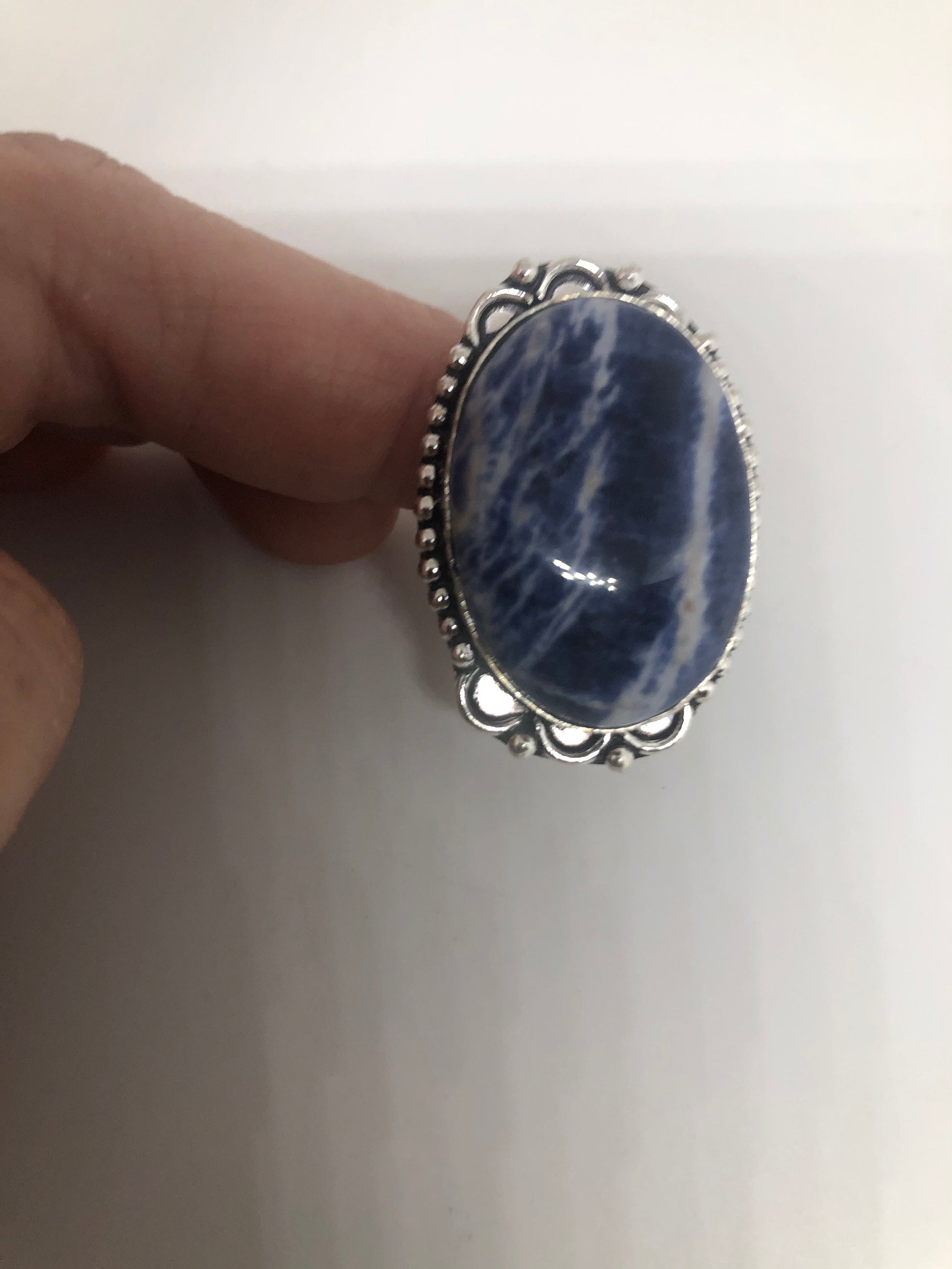 Vintage Blue Genuine Lapis Lazuli Ring Size 8