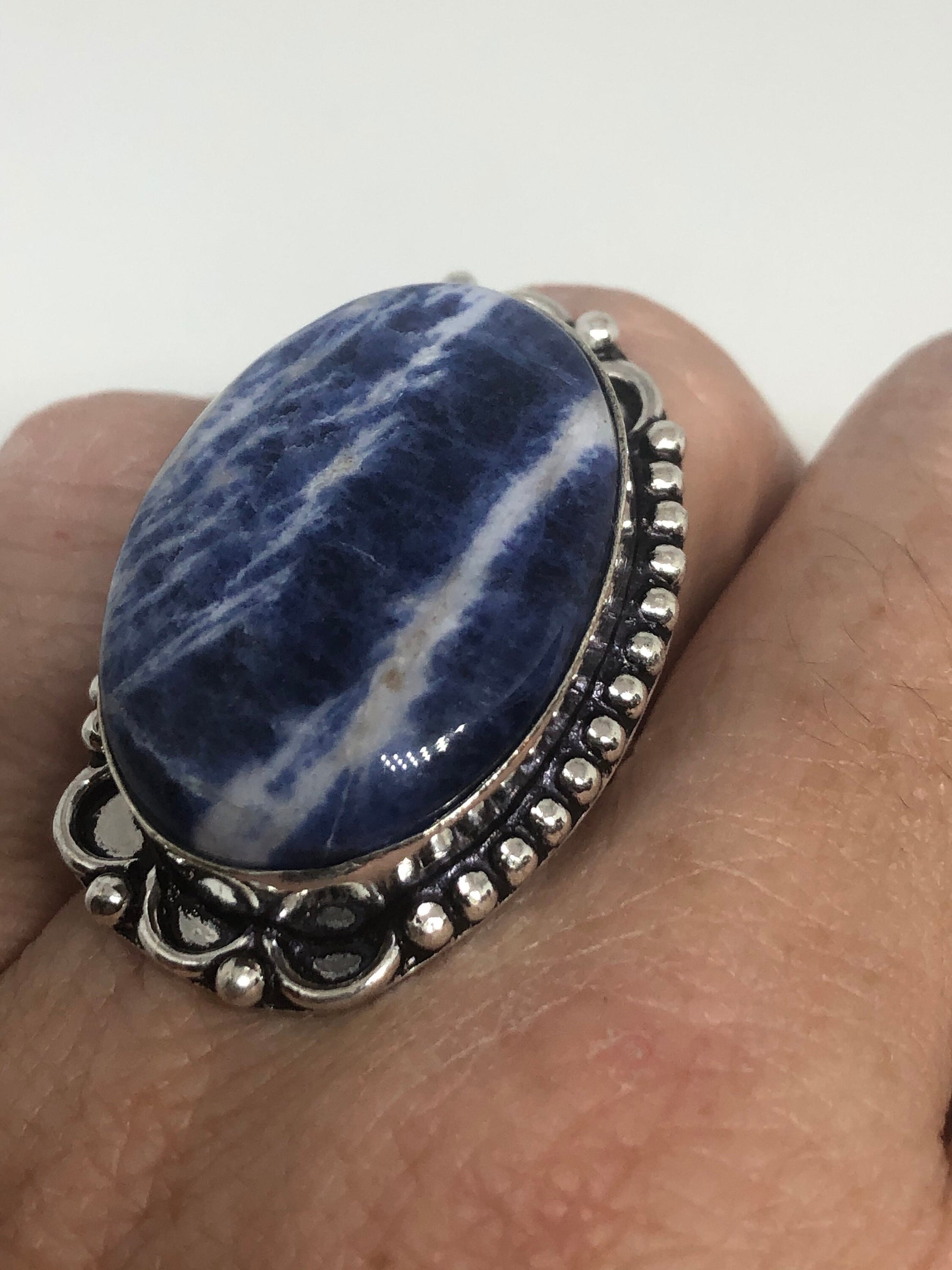 Vintage Blue Genuine Lapis Lazuli Ring Size 8