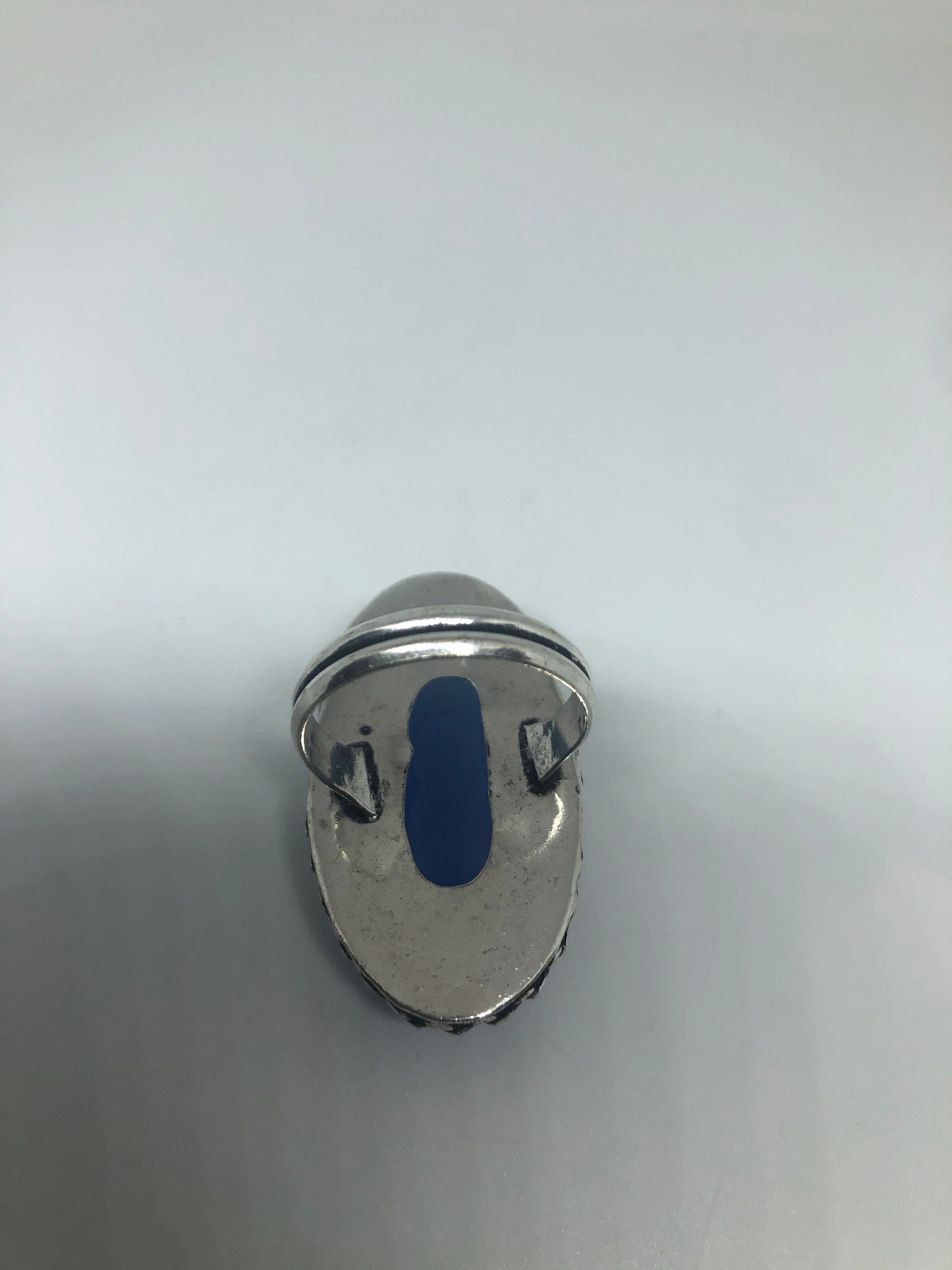 Vintage Blue Cats Eye Art Glass Ring Size 7