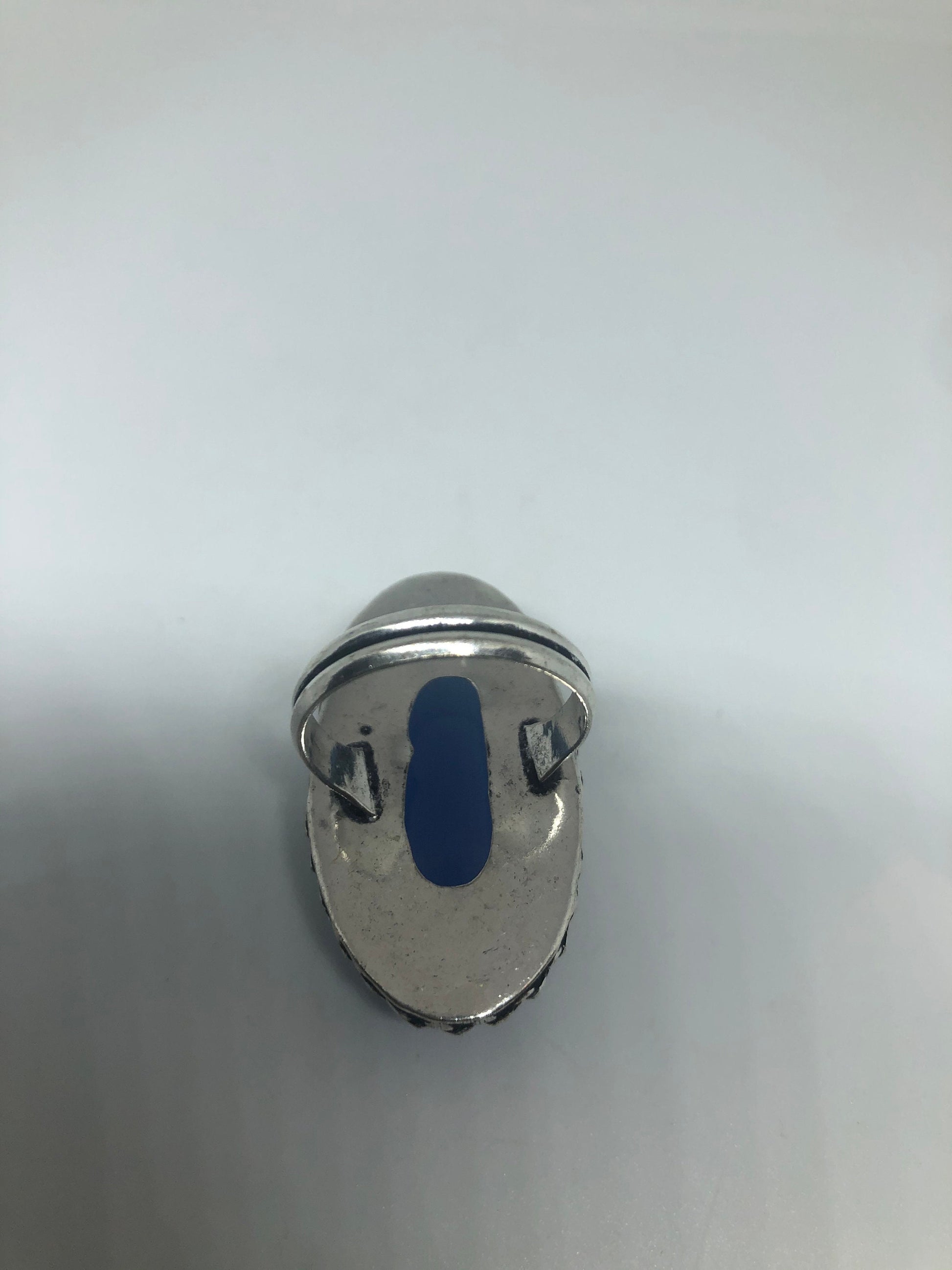 Vintage Blue Cats Eye Art Glass Ring Size 7