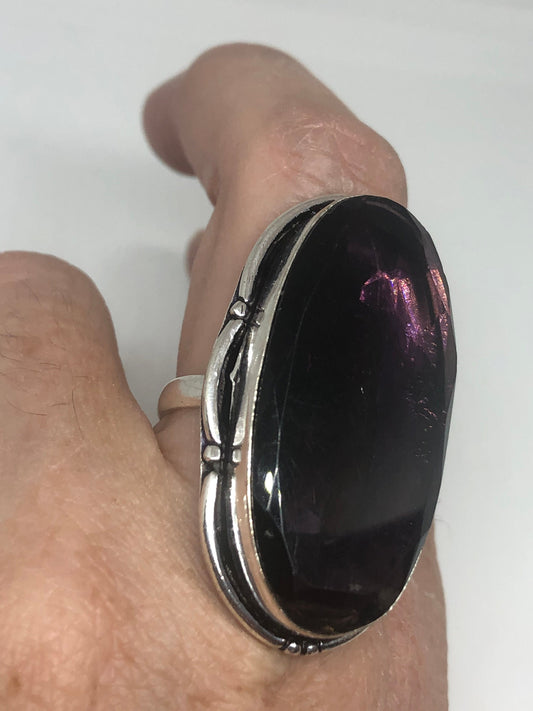 Vintage Vintage Purple Art Glass Cocktail Ring Size 8