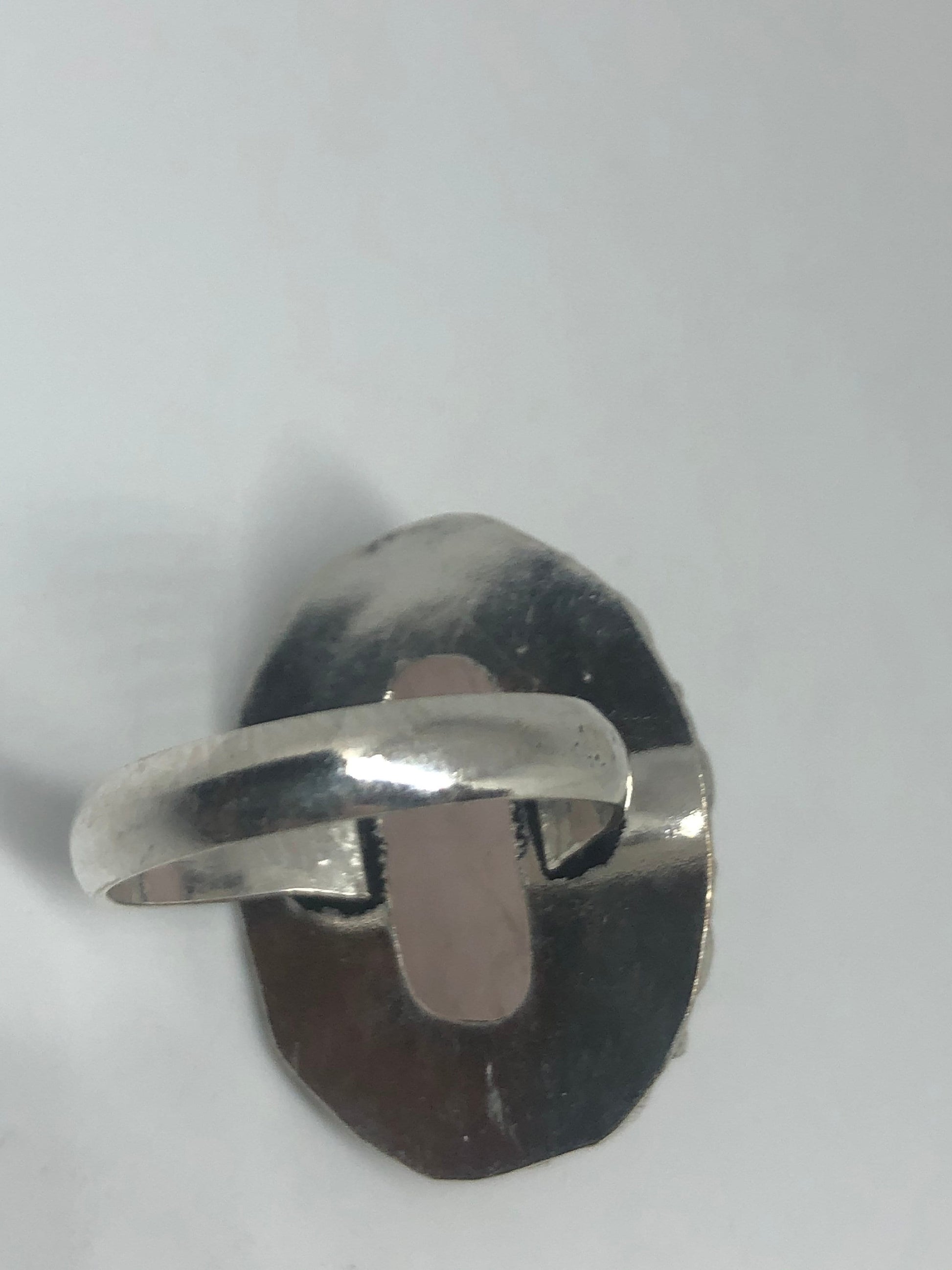 Vintage Pink Rose Quartz Silver Ring Size 8.5