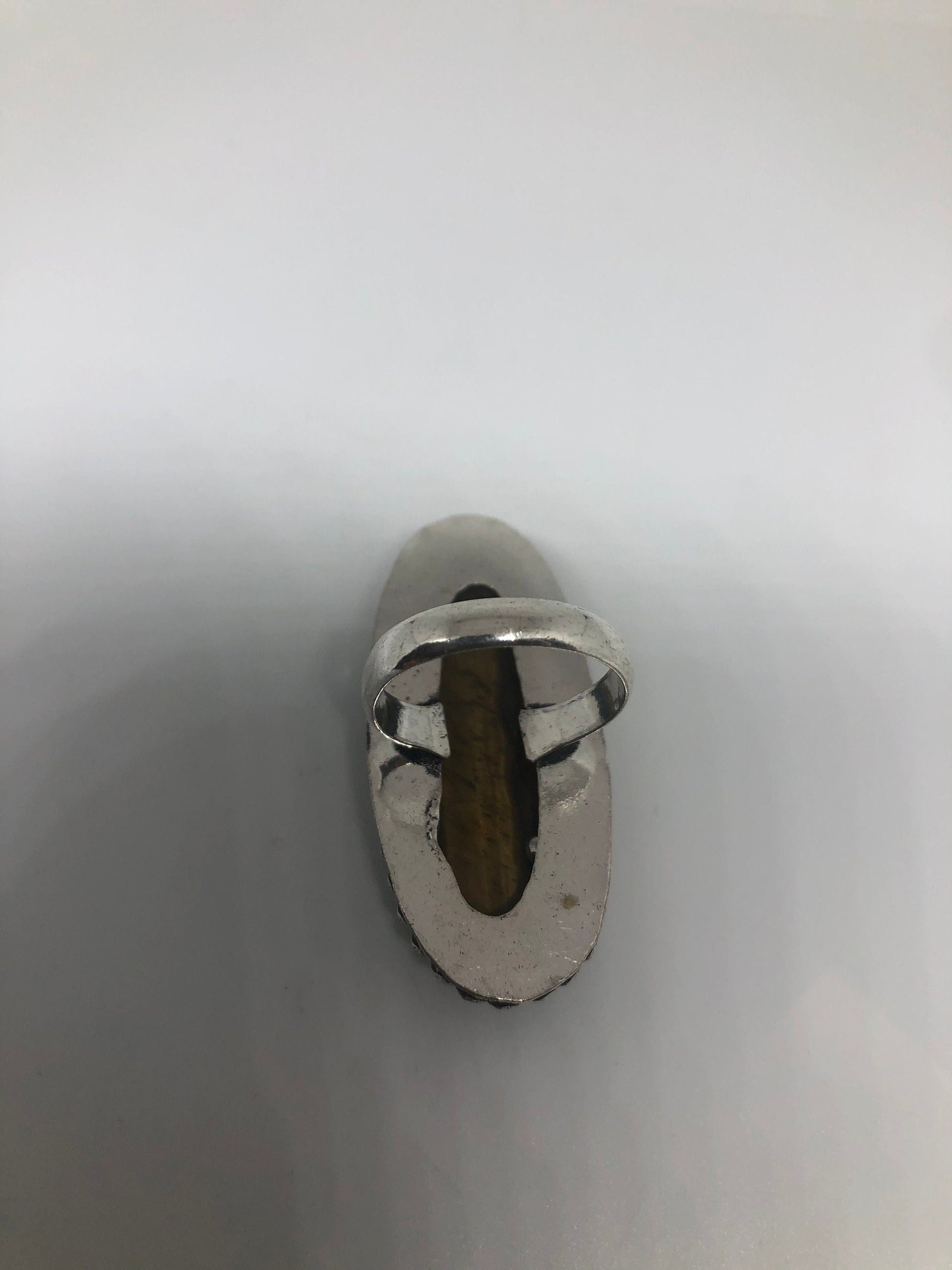 Vintage Tigers Eye Silver Cocktail Ring Size 7