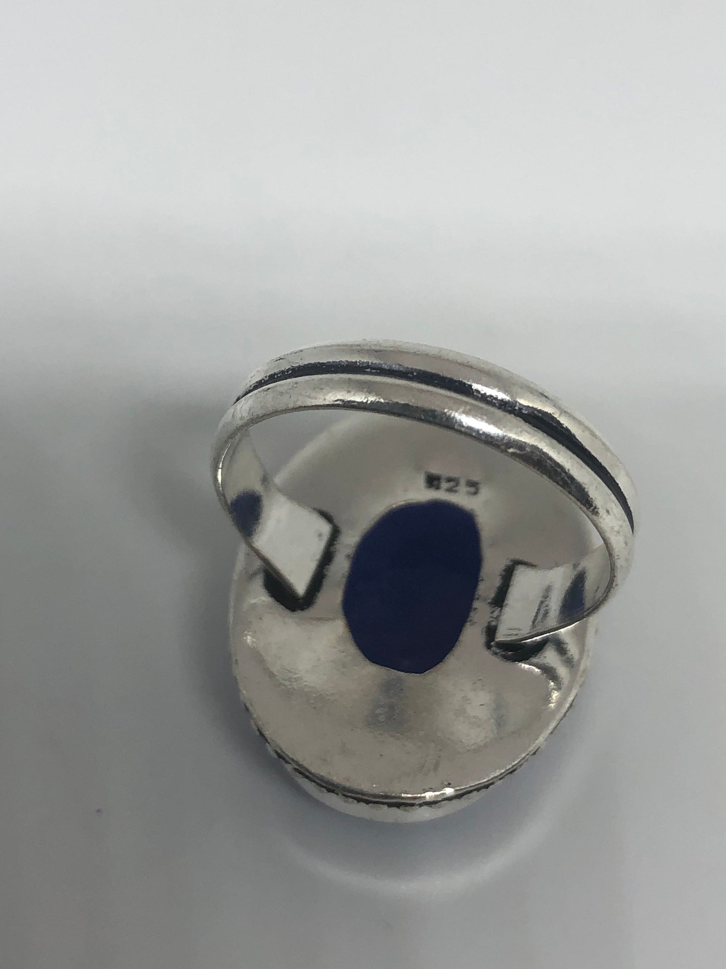 Vintage Blue Sapphire Silver Ring Size 8.75