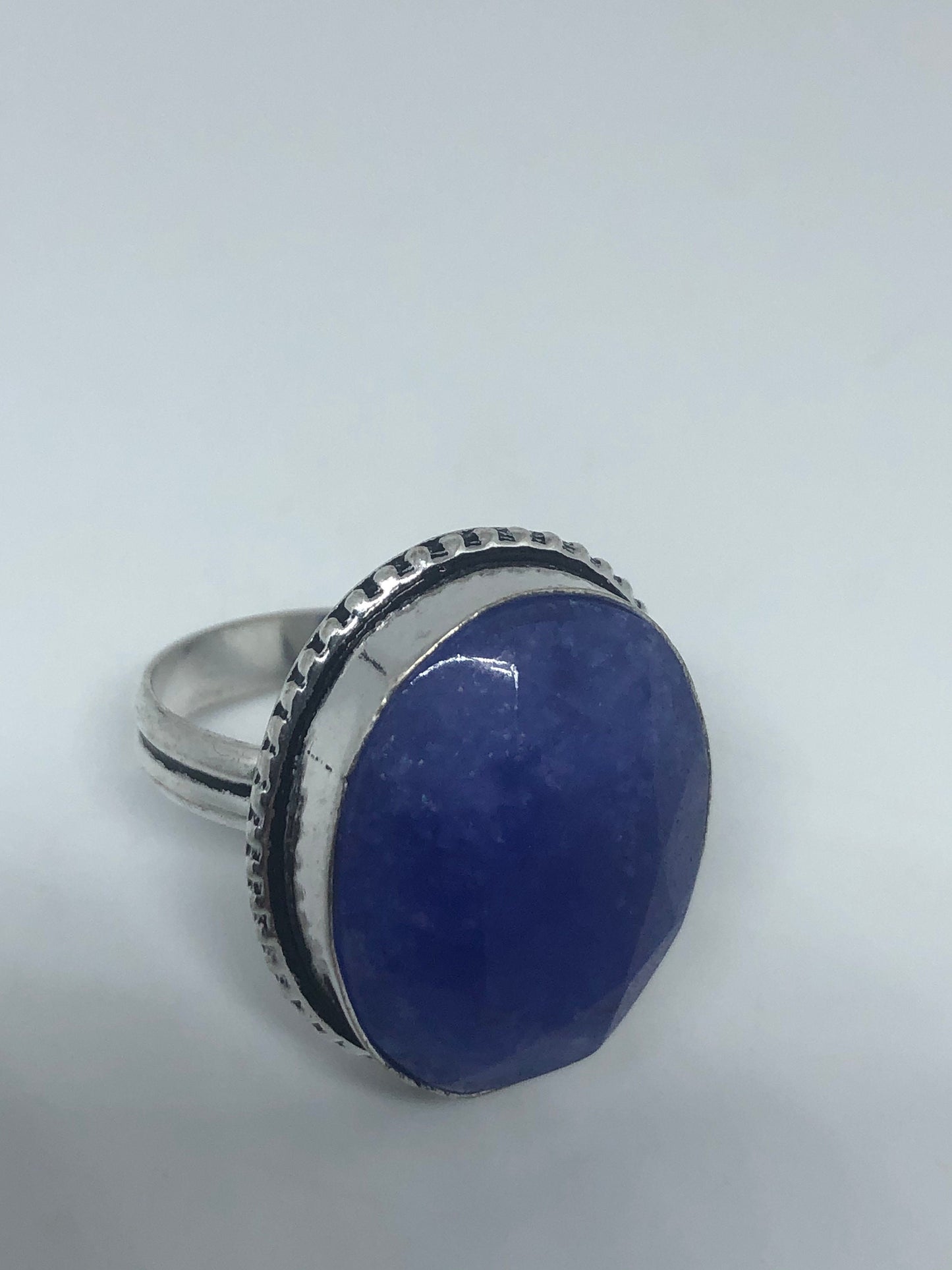 Vintage Blue Sapphire Silver Ring Size 8.75