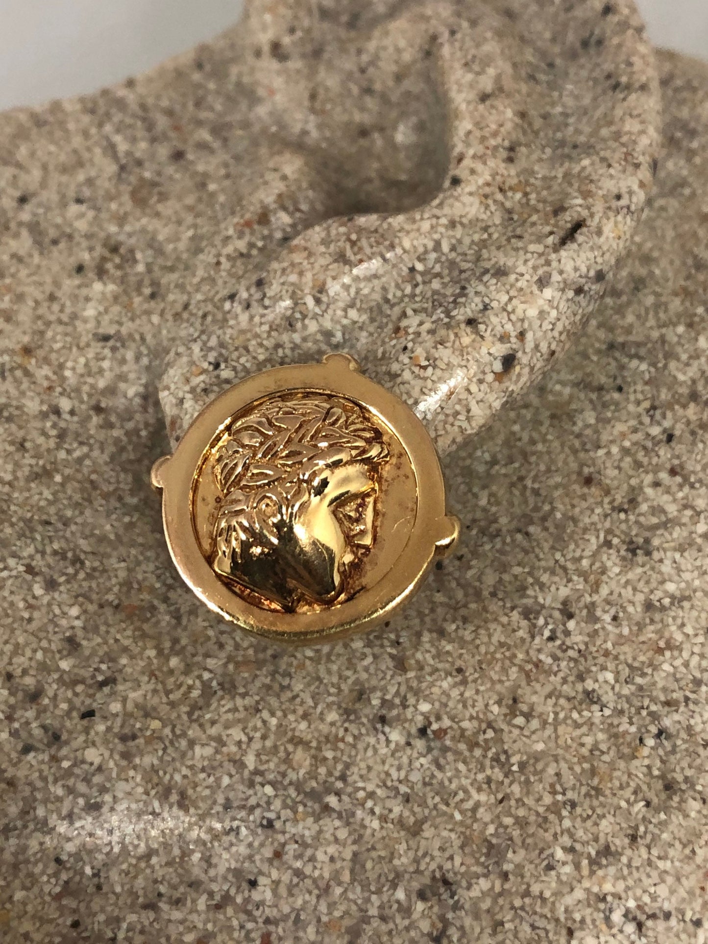 Vintage Cameo Intaglio Earrings Golden 925 Sterling Silver