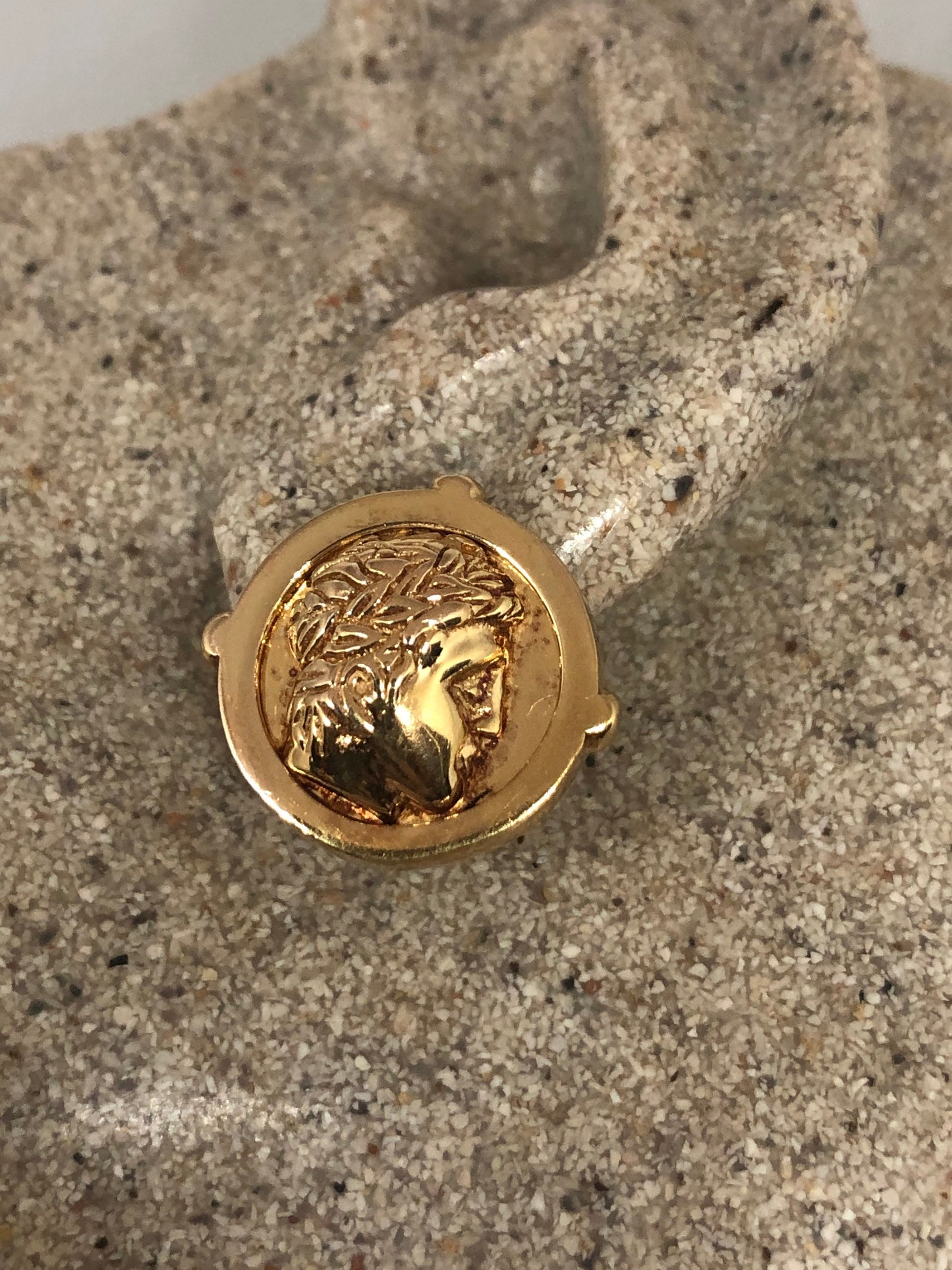 Vintage Cameo Intaglio Earrings Golden 925 Sterling Silver