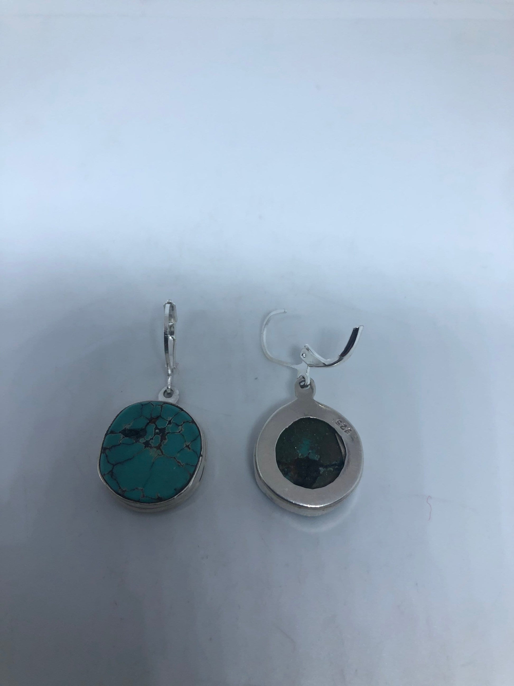 Vintage Sterling Silver Blue Turquoise LeverBack Earrings