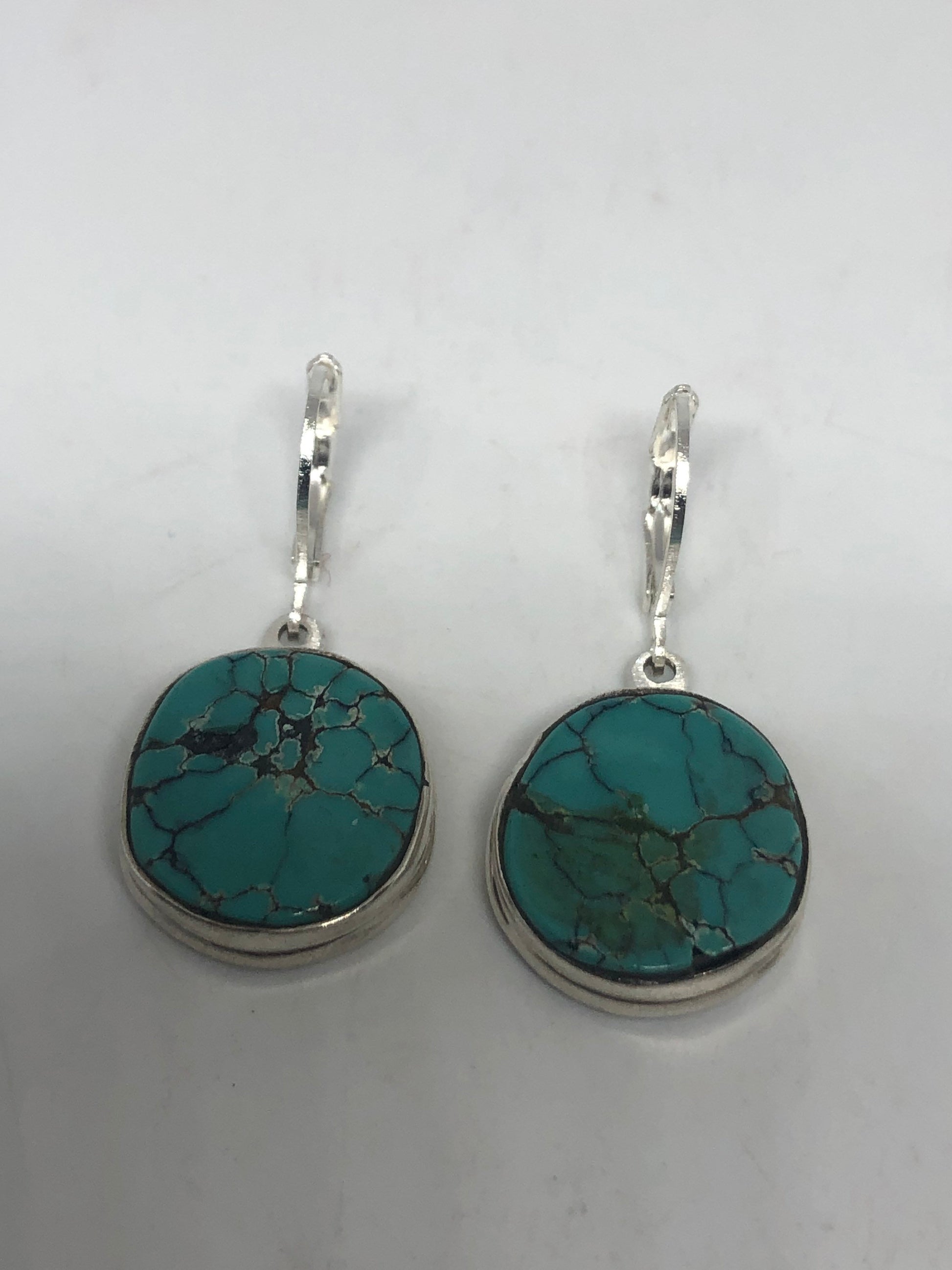 Vintage Sterling Silver Blue Turquoise LeverBack Earrings