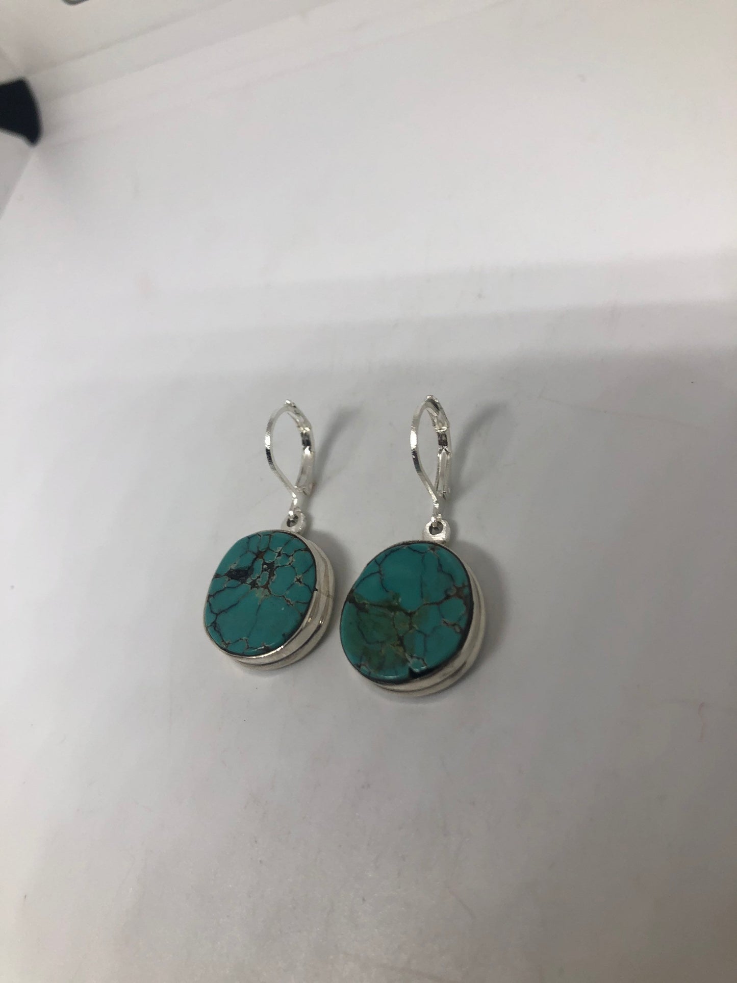 Vintage Sterling Silver Blue Turquoise LeverBack Earrings