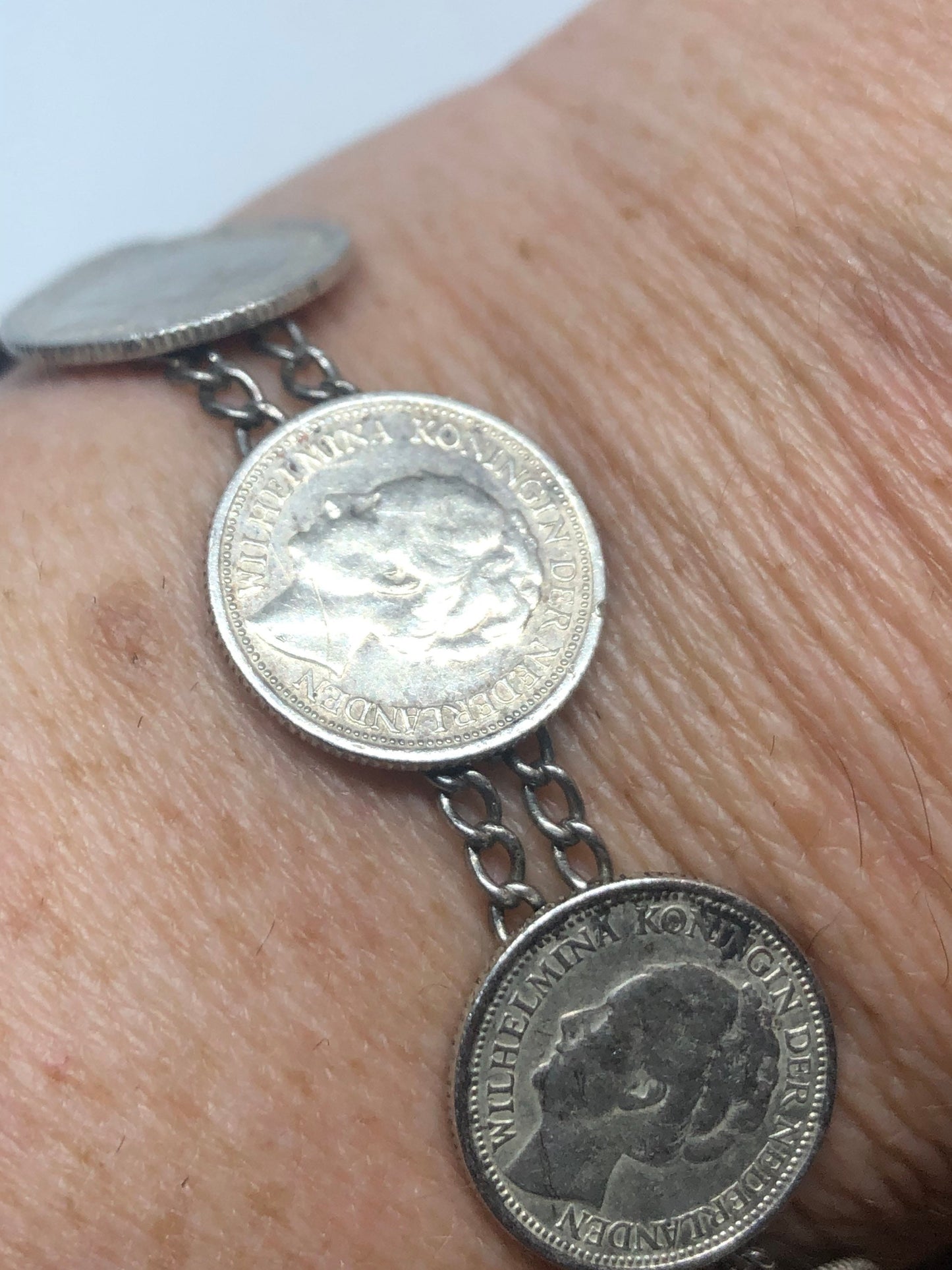 Vintage Coin Bracelet 925 Sterling Silver