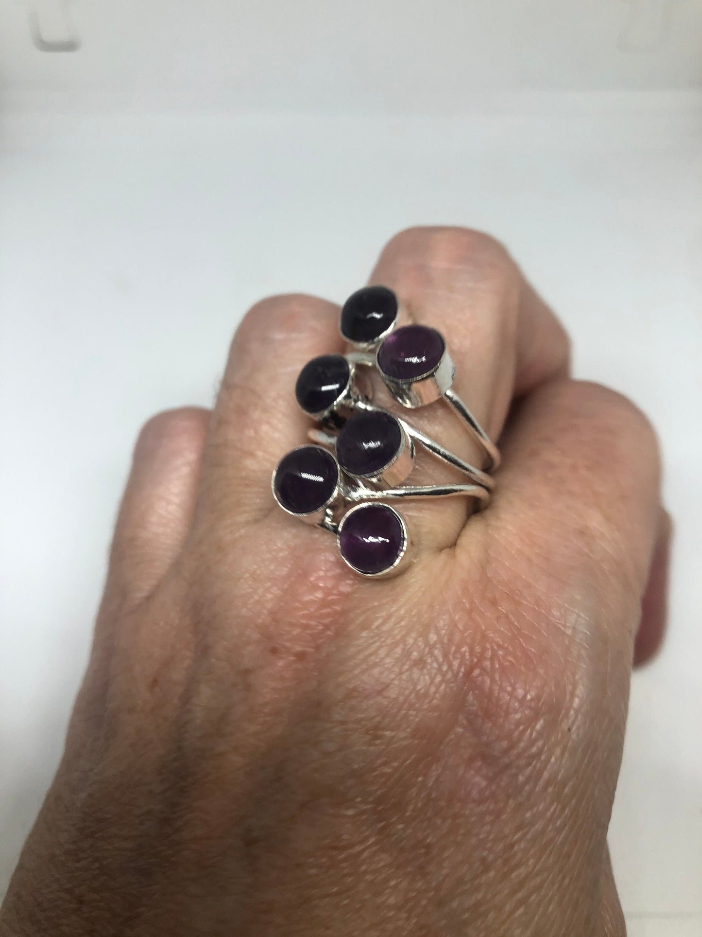 Vintage Purple Amethyst Cocktail Ring Adjustable Statement