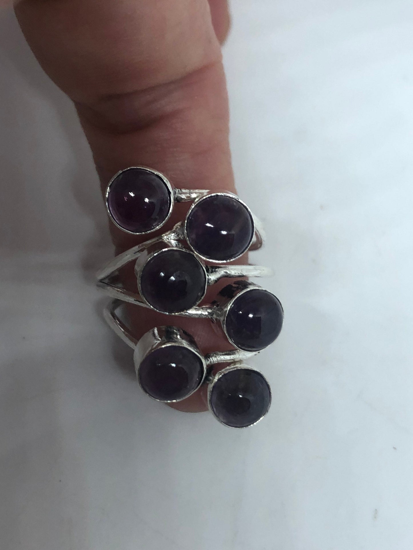 Vintage Purple Amethyst Cocktail Ring Adjustable Statement