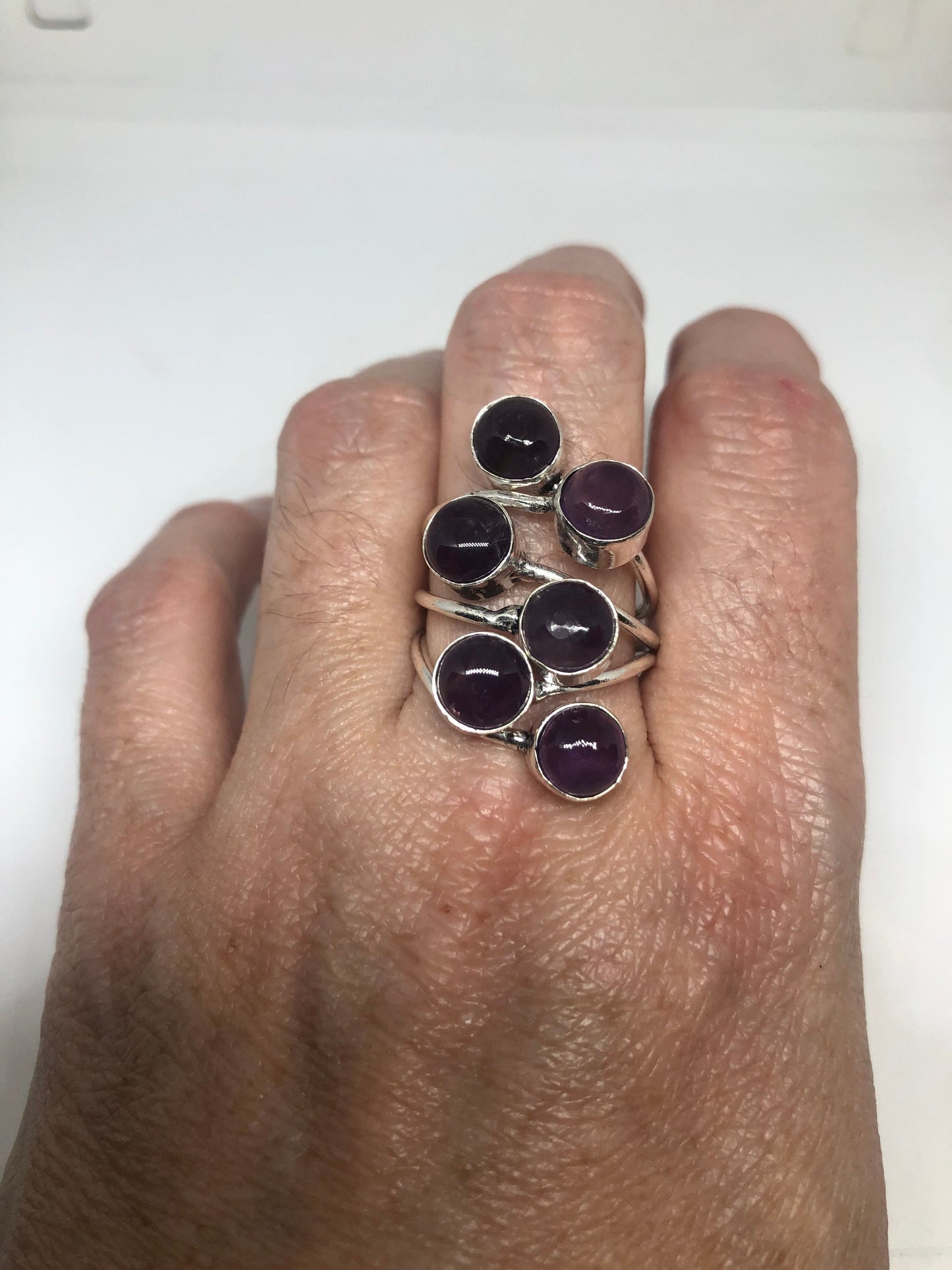 Vintage Purple Amethyst Cocktail Ring Adjustable Statement
