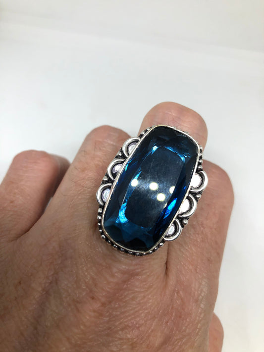 Vintage Cobalt Blue Ring Antique Art Glass Cocktail