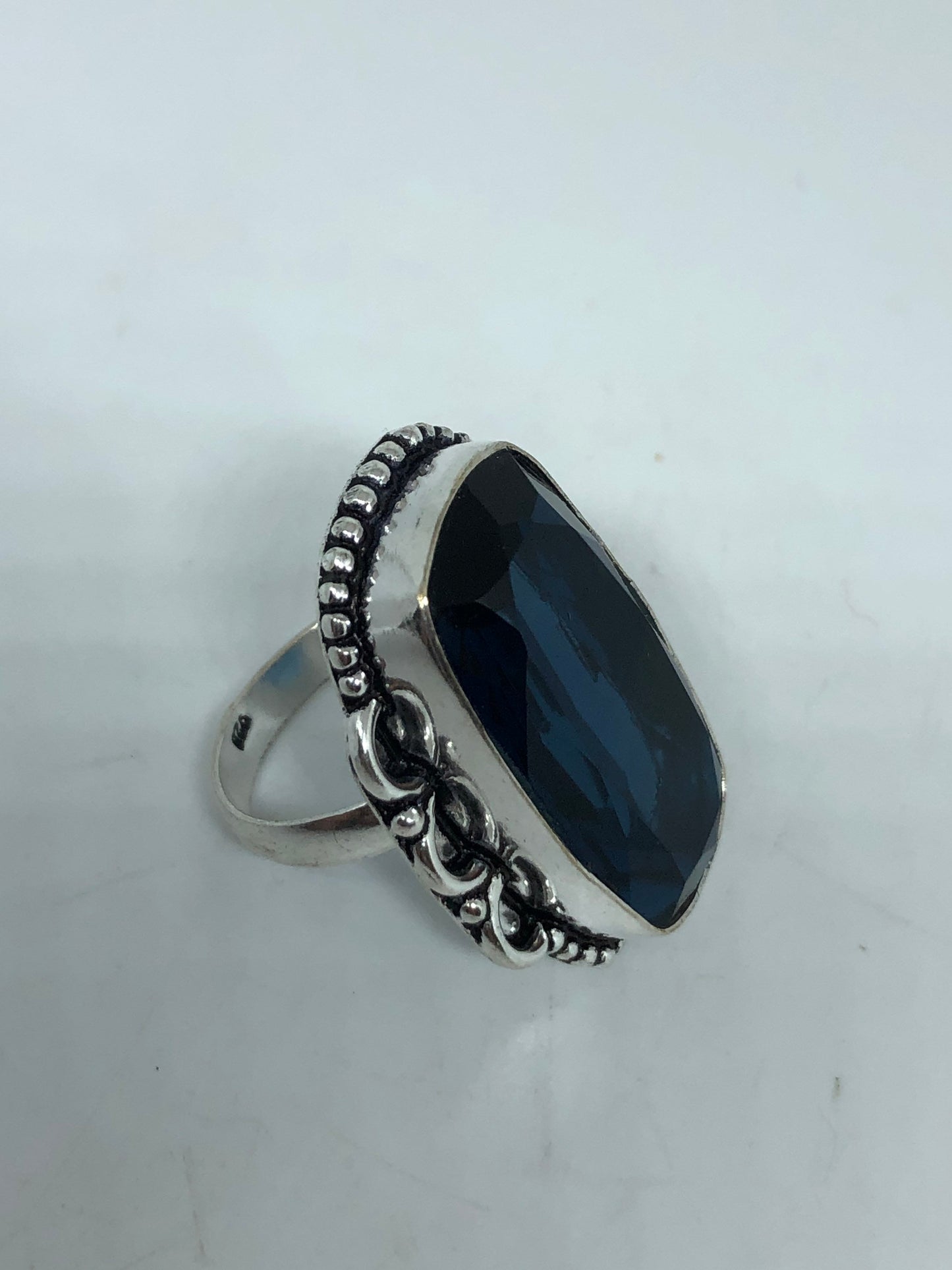 Vintage Cobalt Blue Ring Antique Art Glass Cocktail