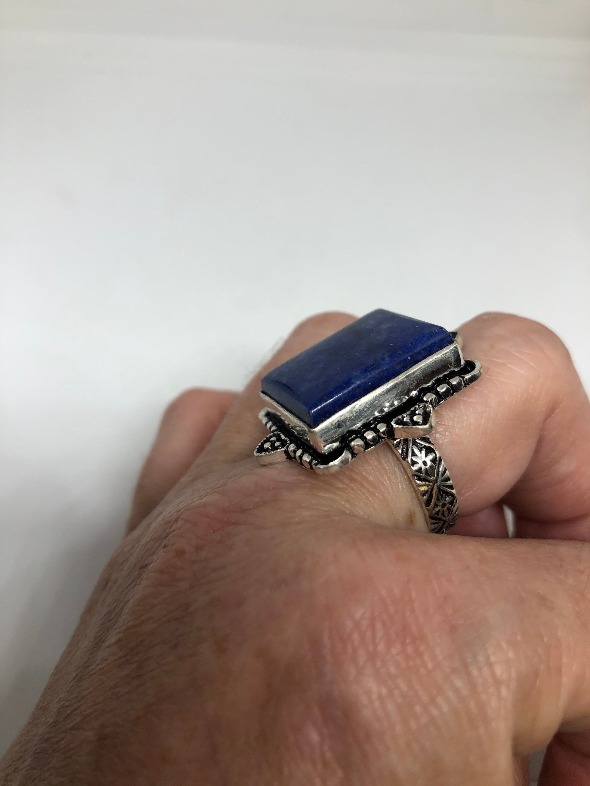 Vintage Blue Genuine Lapis Lazuli Cocktail Ring