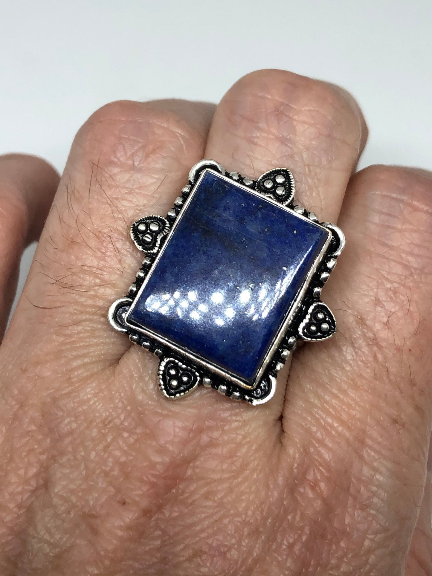 Vintage Blue Genuine Lapis Lazuli Cocktail Ring