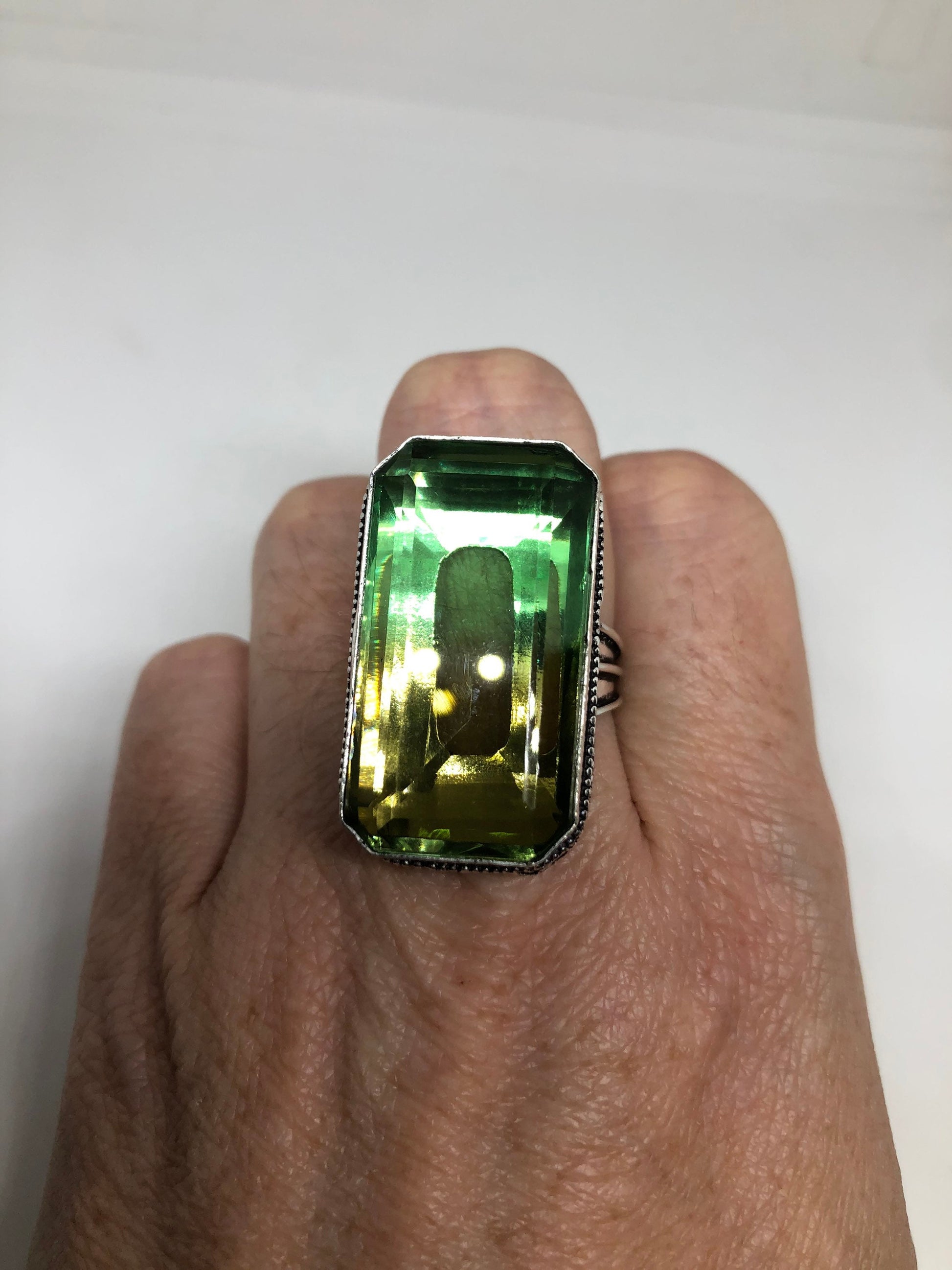 Vintage Aqua Vintage Art Glass Ring Cocktail Statement