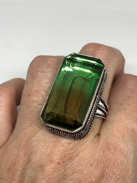 Vintage Aqua Vintage Art Glass Ring Cocktail Statement