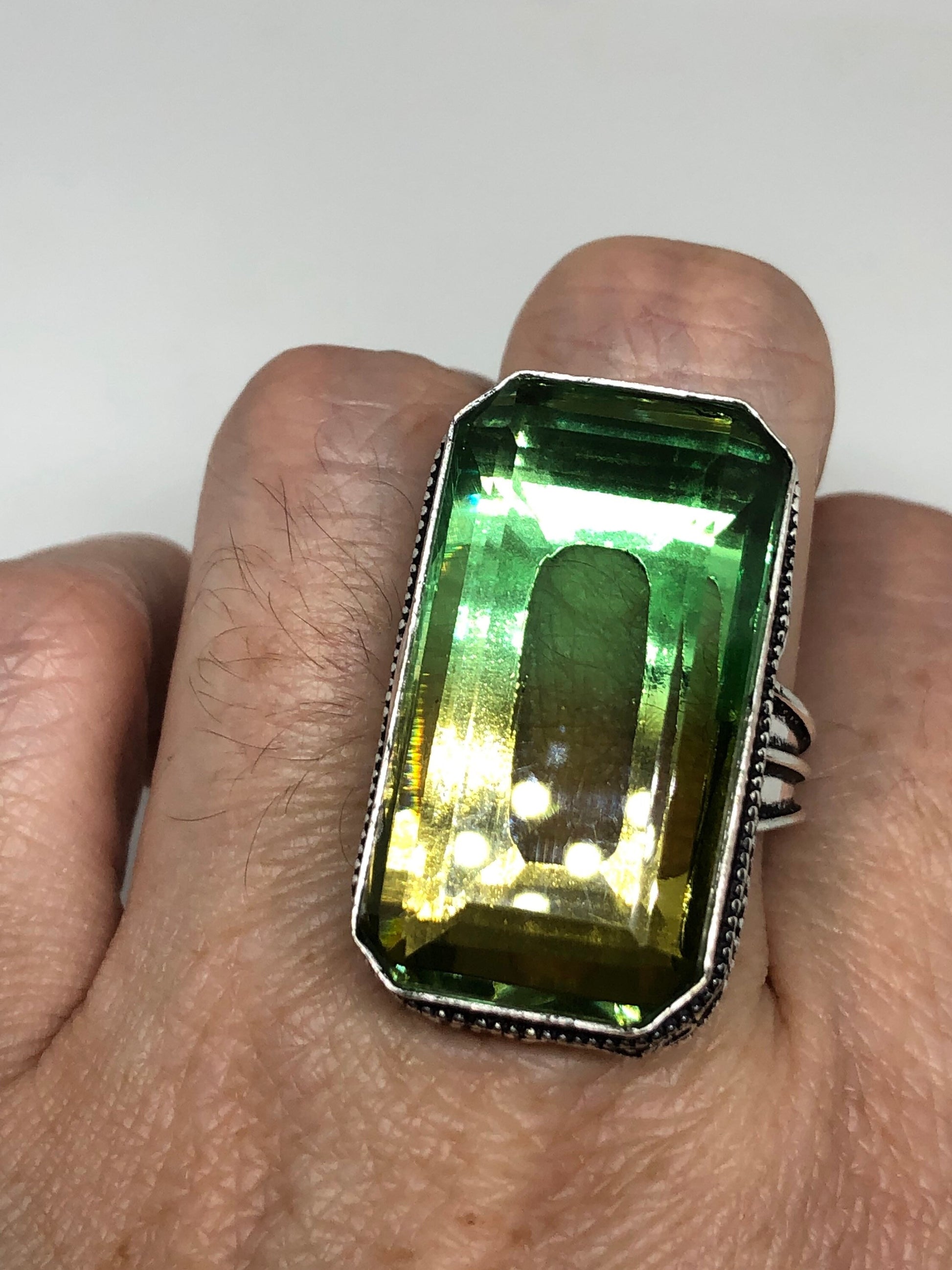 Vintage Aqua Vintage Art Glass Ring Cocktail Statement