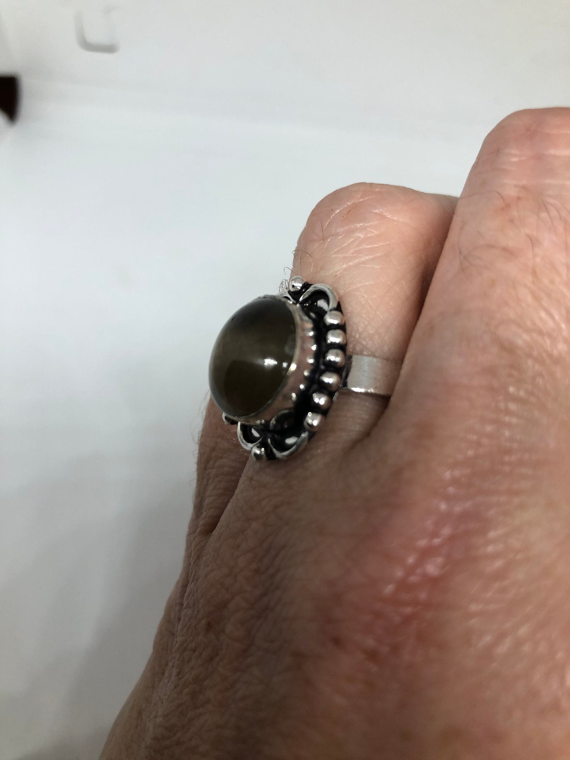 Vintage Bronze Moonstone Cocktail Statement Ring Size 7