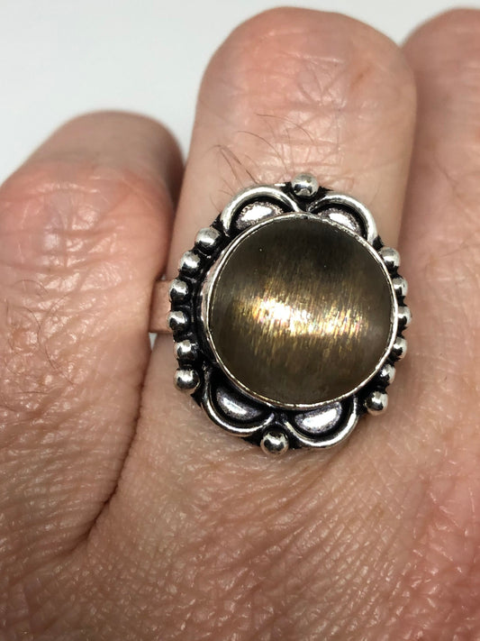 Vintage Bronze Moonstone Cocktail Statement Ring Size 7