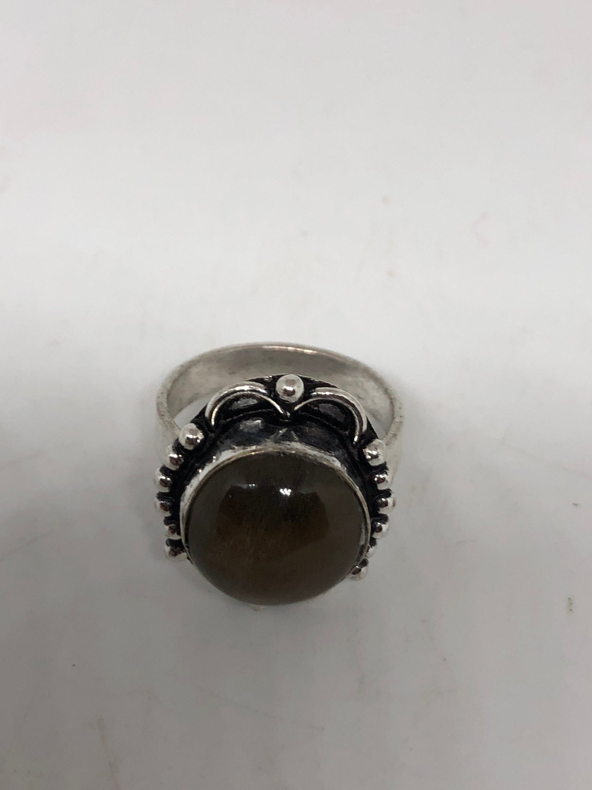Vintage Bronze Moonstone Cocktail Statement Ring Size 7