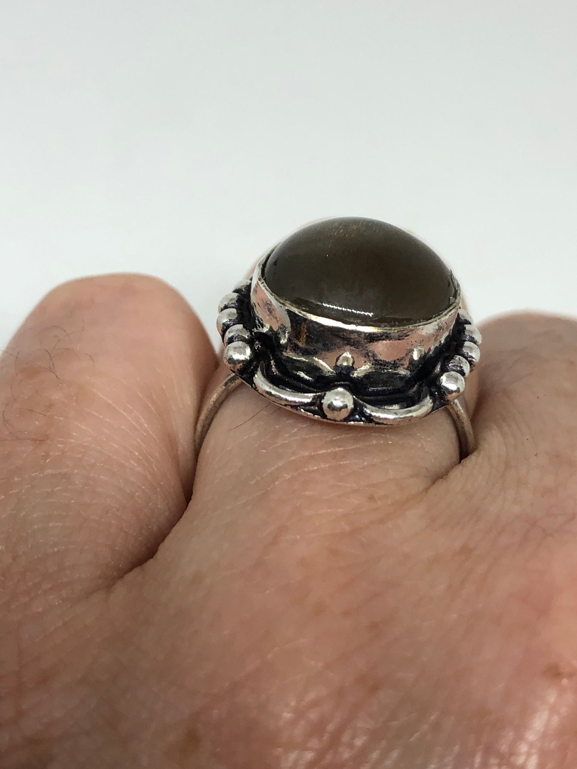 Vintage Bronze Moonstone Cocktail Statement Ring Size 7