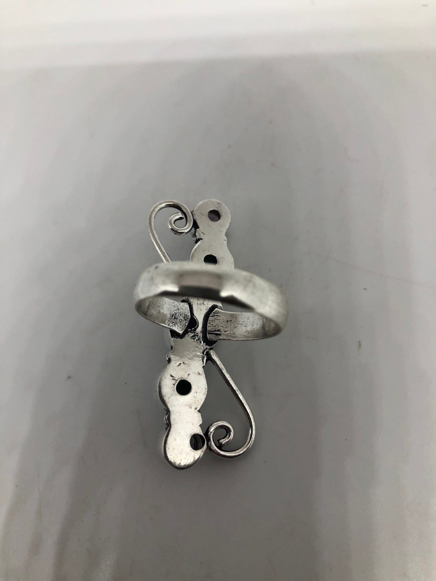 Vintage Blue Genuine Larimar Amethyst Ring