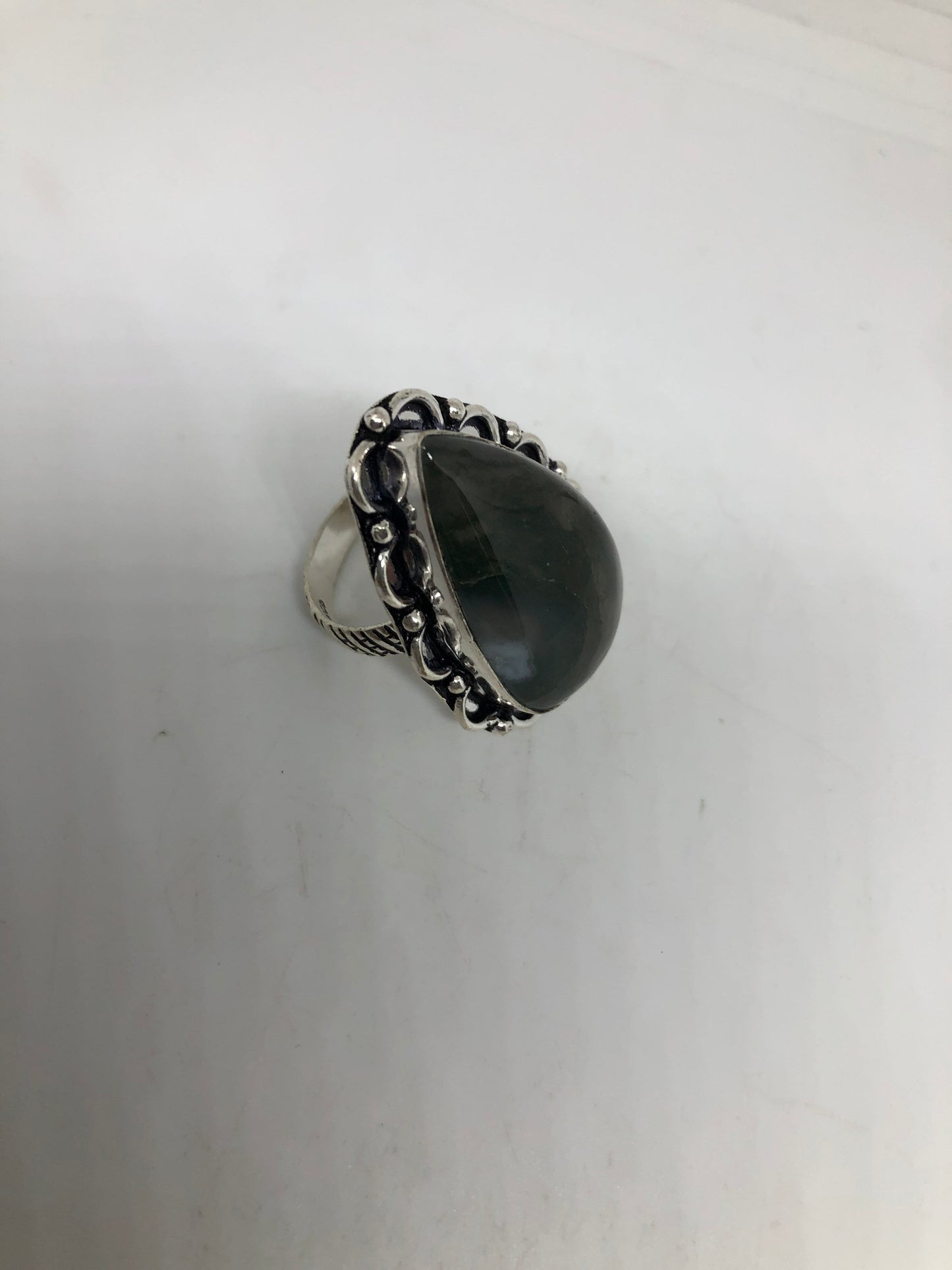 Vintage Green Moss Agate Ring Statement Cocktail