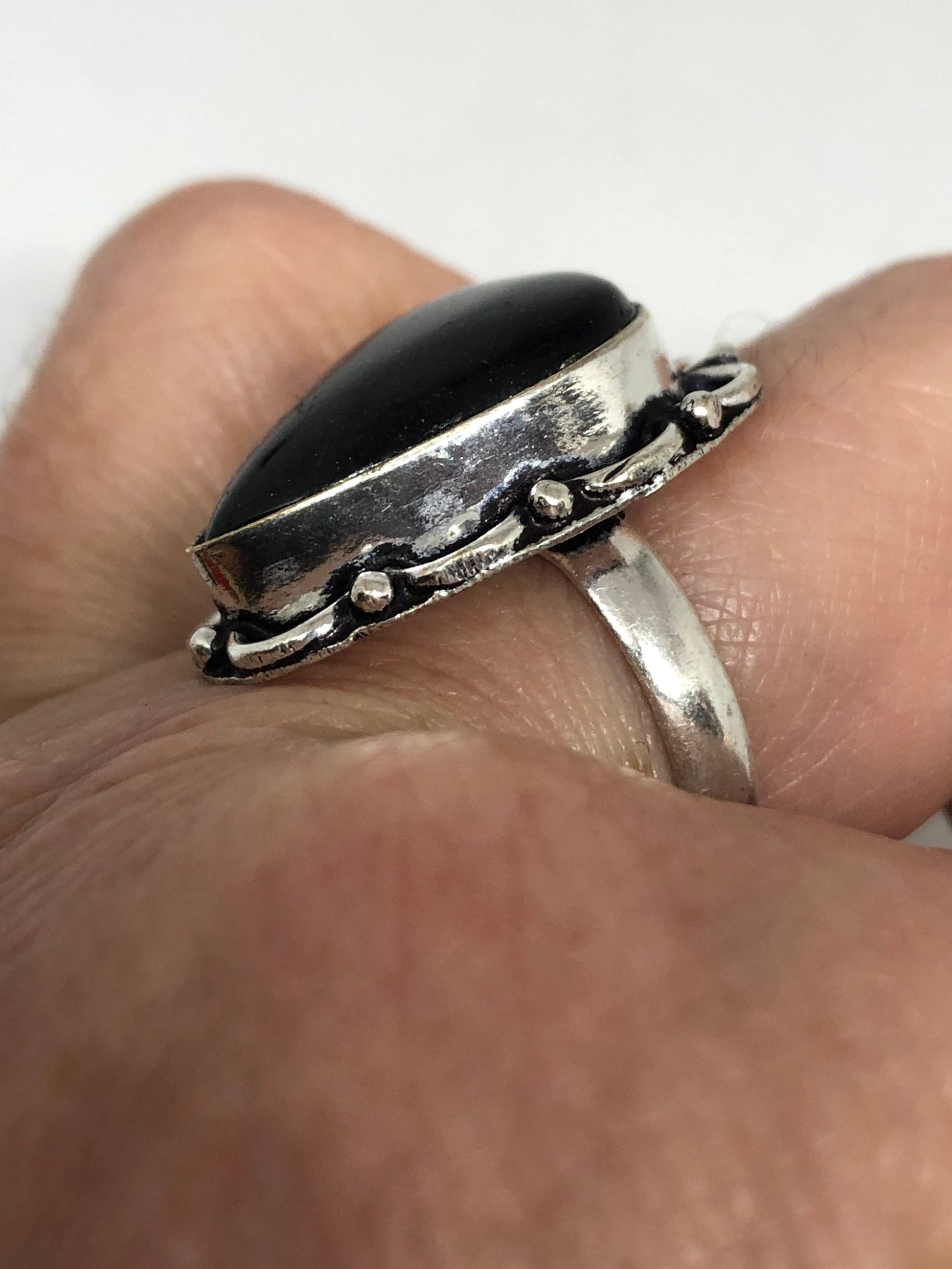Vintage Black Sandstone Cocktail Ring