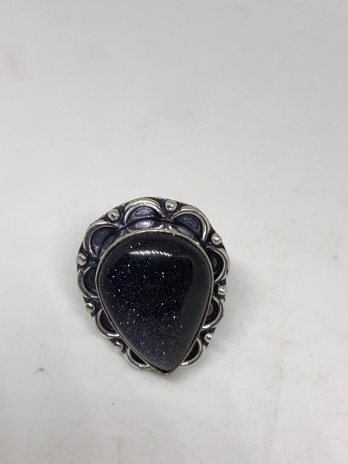 Vintage Black Sandstone Cocktail Ring